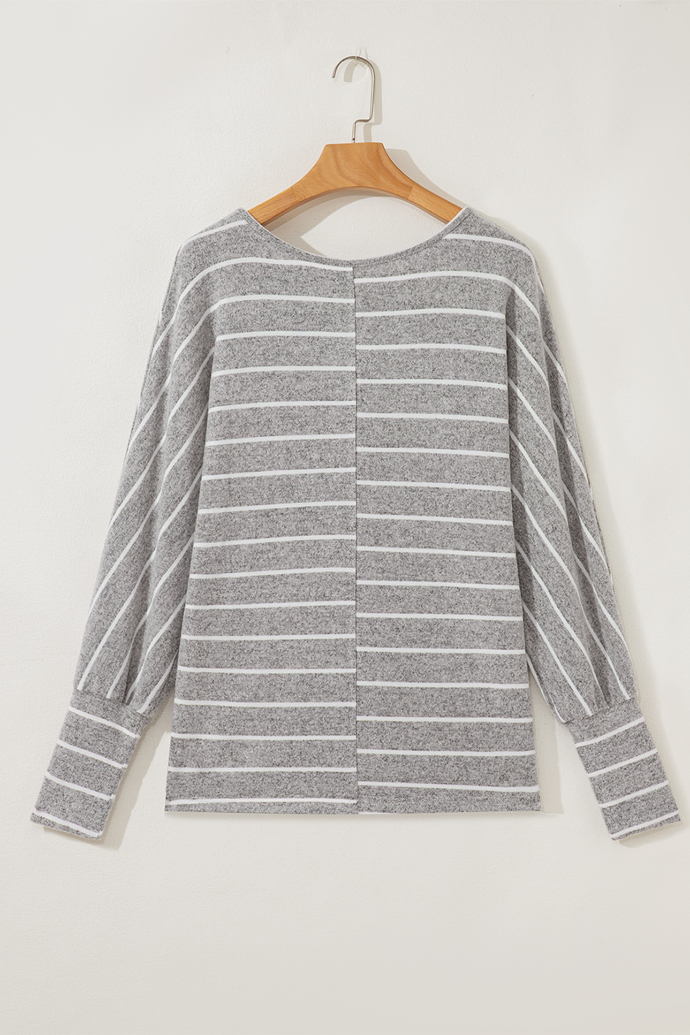 Gray Stripe Dolman Sleeve Drop Shoulder Top - loveforevers