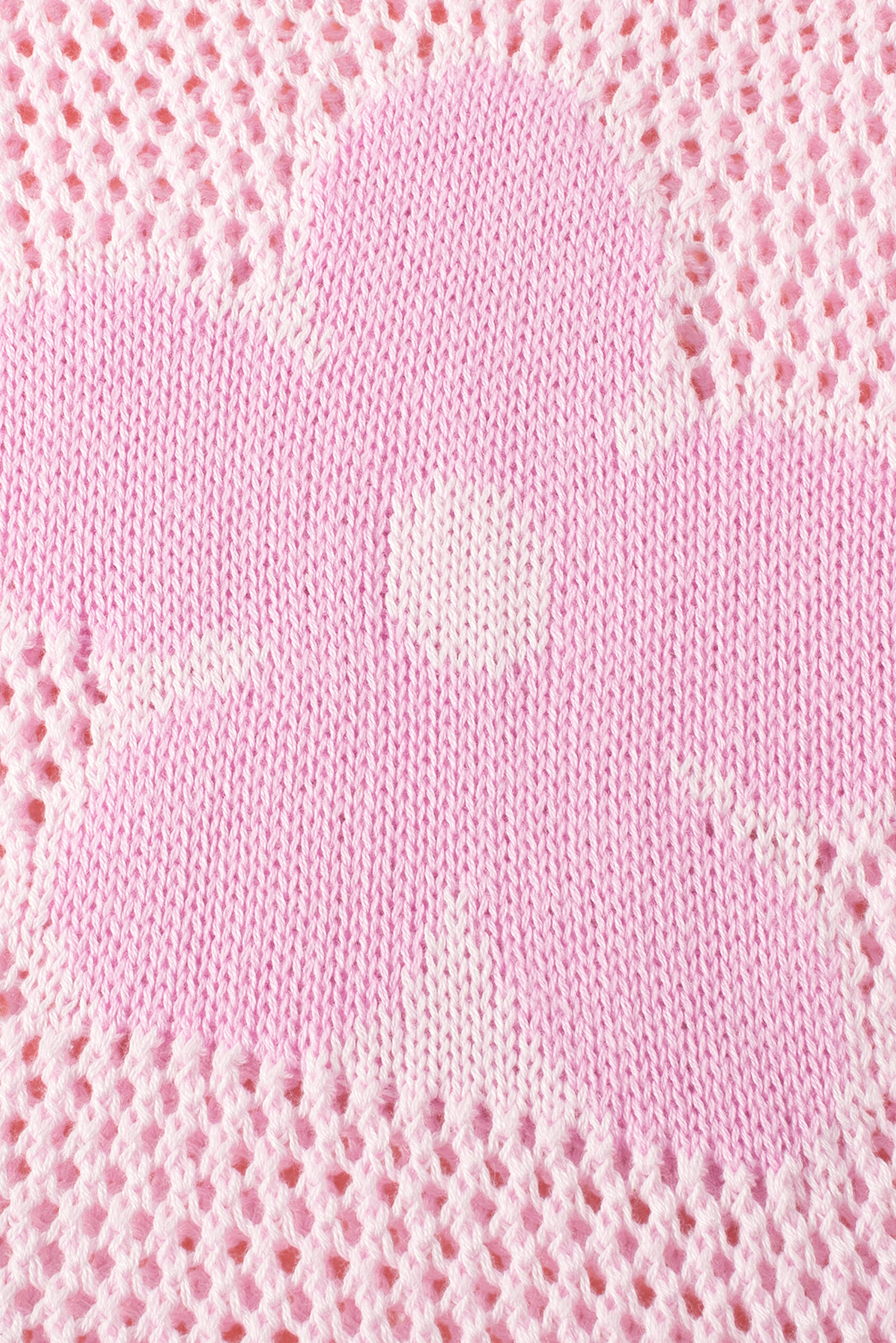 Light Pink Big Flower Hollowed Knit Drop Shoulder Sweater - loveforevers
