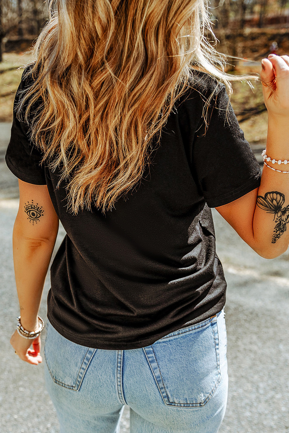 Black Sequin Basketball Patched Graphic Game Day T Shirt - loveforevers