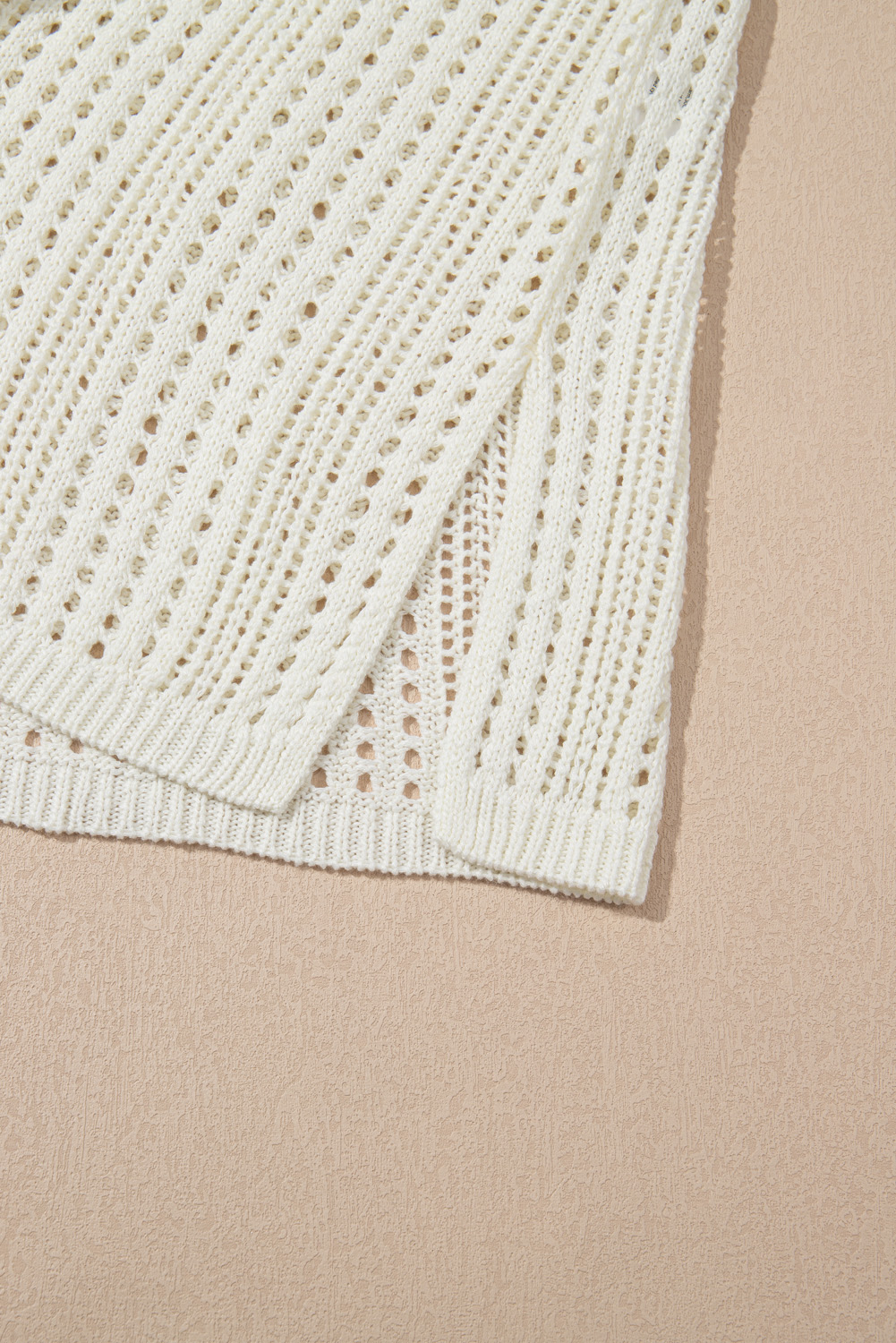 Beige Open Knit Drawstring Waist Beach Dress - loveforevers