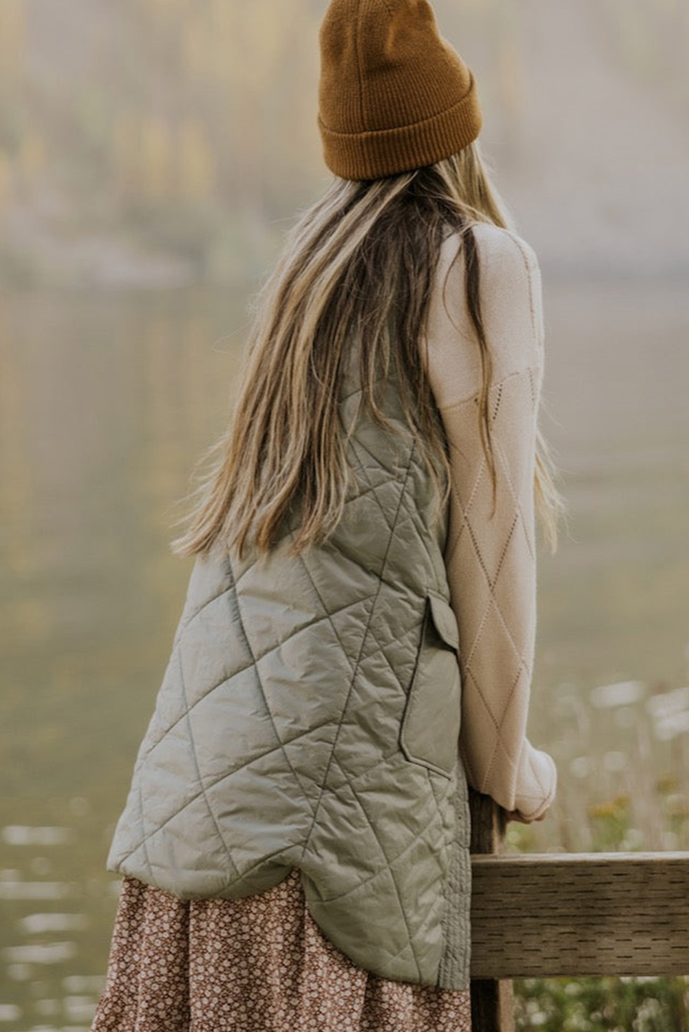Green Quilted Snap Button Hooded Puffer Coat - loveforevers