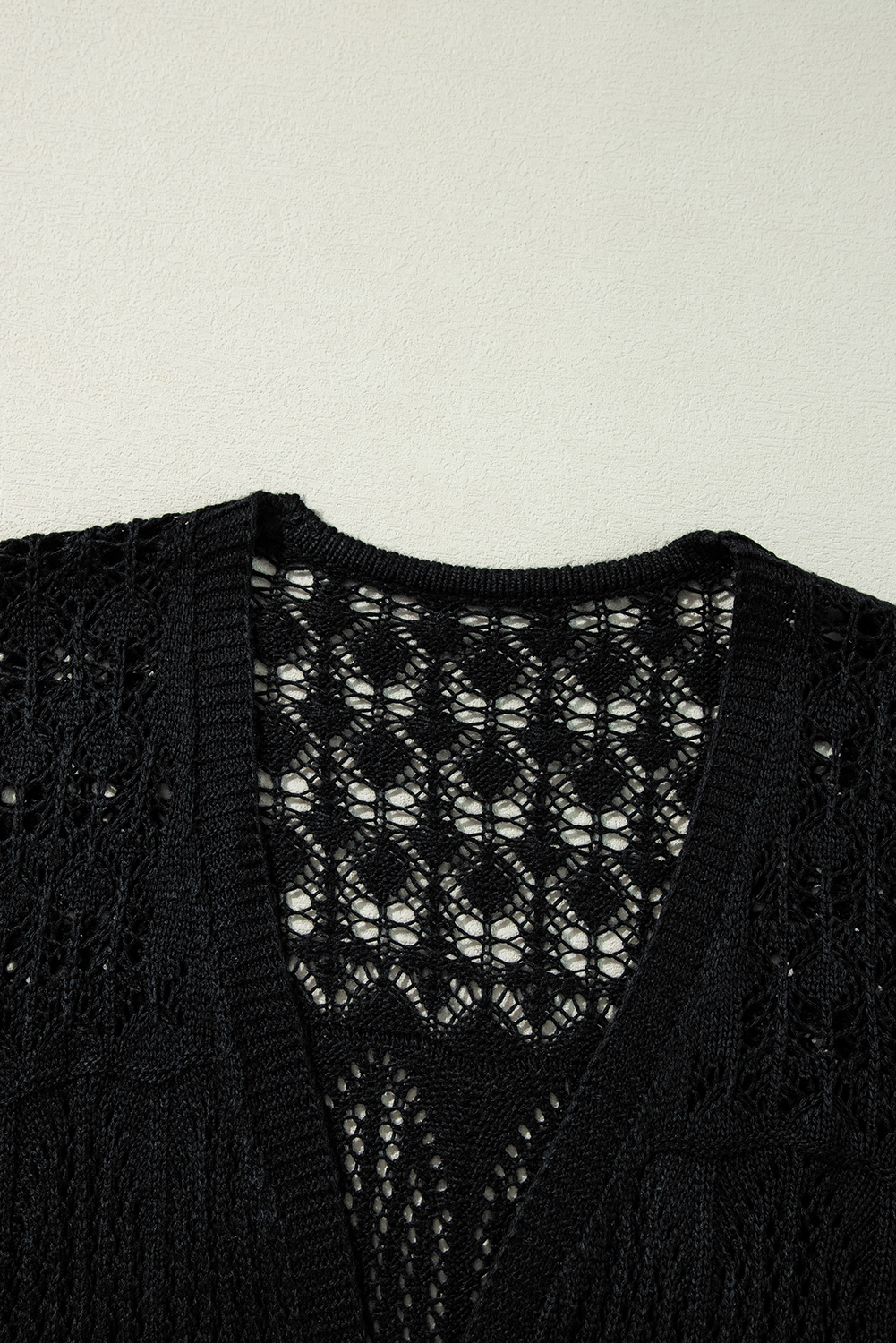 Black Crochet Hollow Out Open Front Cardigan - loveforevers