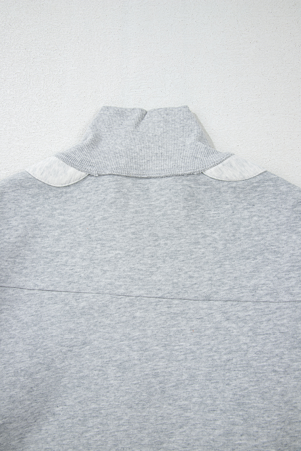 Gray Half Zipper Collared Drop Shoulder Side Slits Sweatshirt - loveforevers