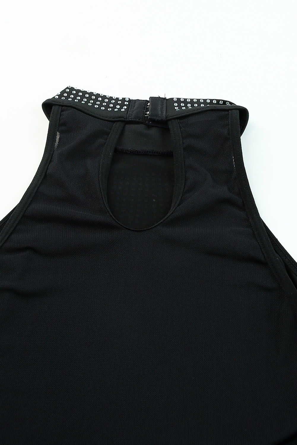 Black High Neck Sleeveless Diamante Bodysuit - loveforevers