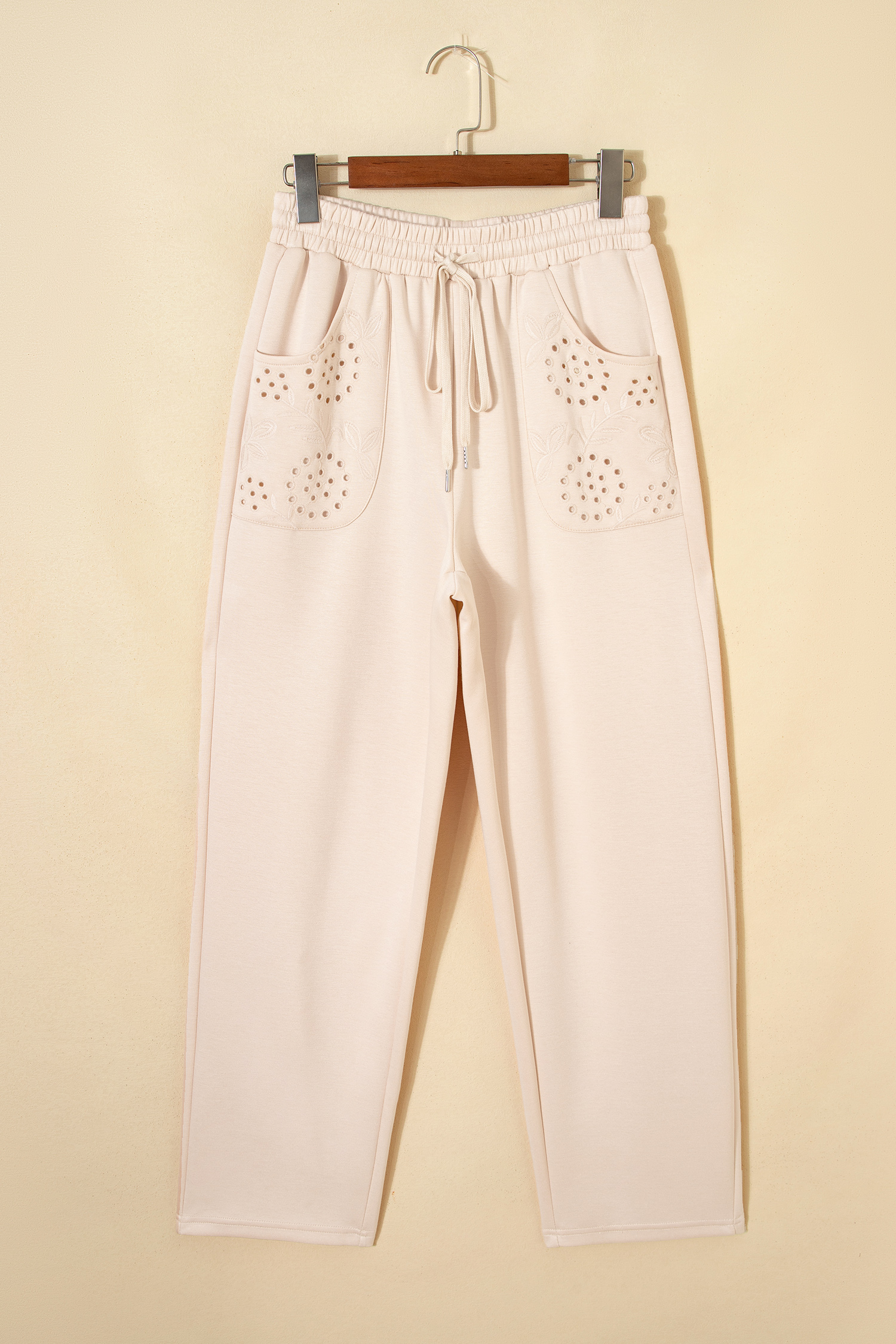 Jet Stream Embroidered Patched Pockets Drawstring Pants - loveforevers