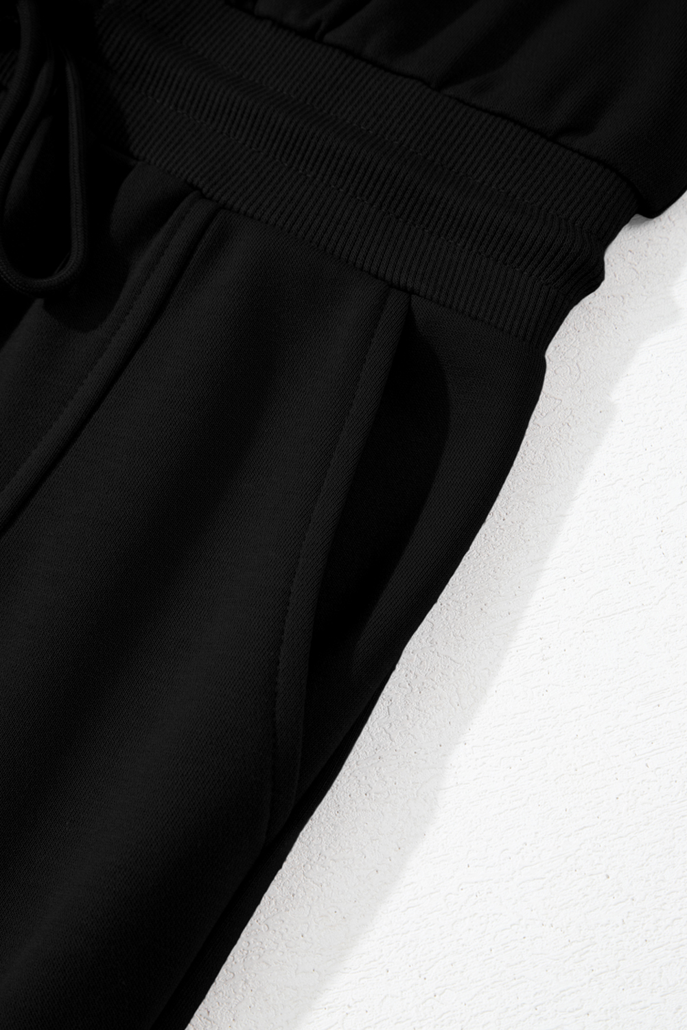 Black French Terry Zipped Collar Sleeveless Drawstring Waist Mini Dress - loveforevers