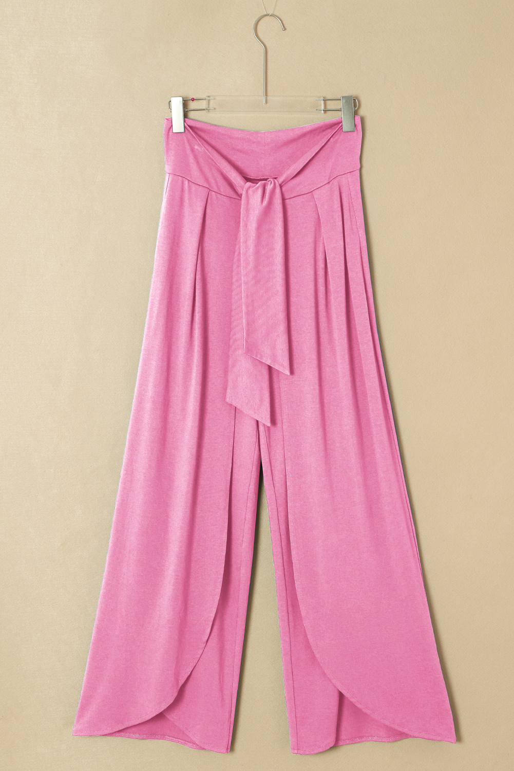 Medium Grey Knotted Drop Waist Split Leg Relaxed Pants - loveforevers
