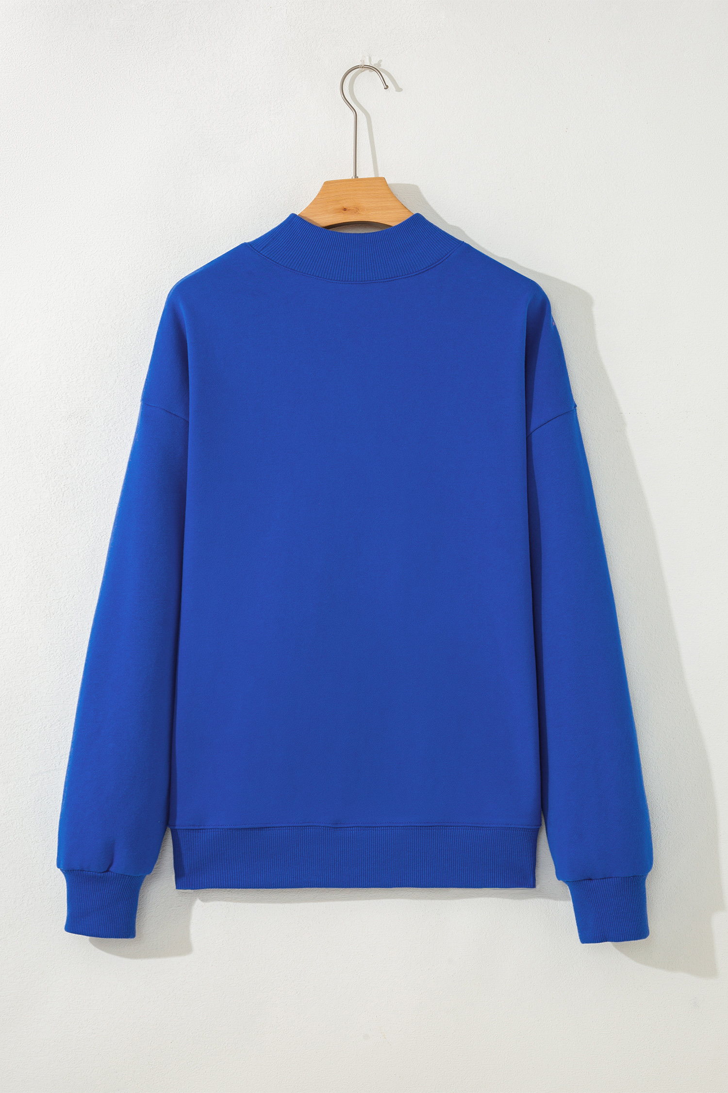 Dark Blue JESUS Playful Leopard Letter Print Mock Neck Sweatshirt - loveforevers