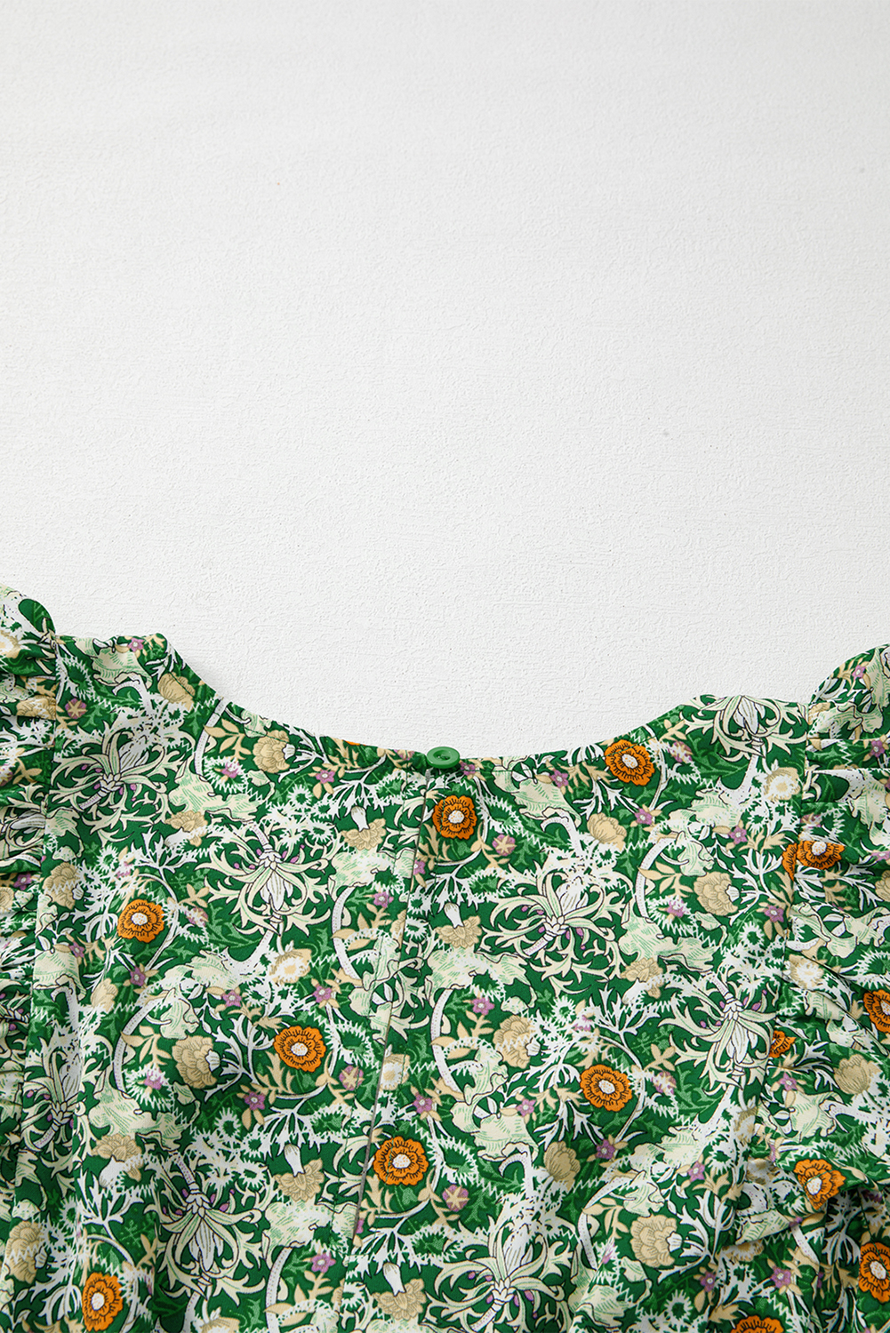 Green Flower Print Flutter Sleeve V Neck Sashed Ruffled Mini Dress - loveforevers