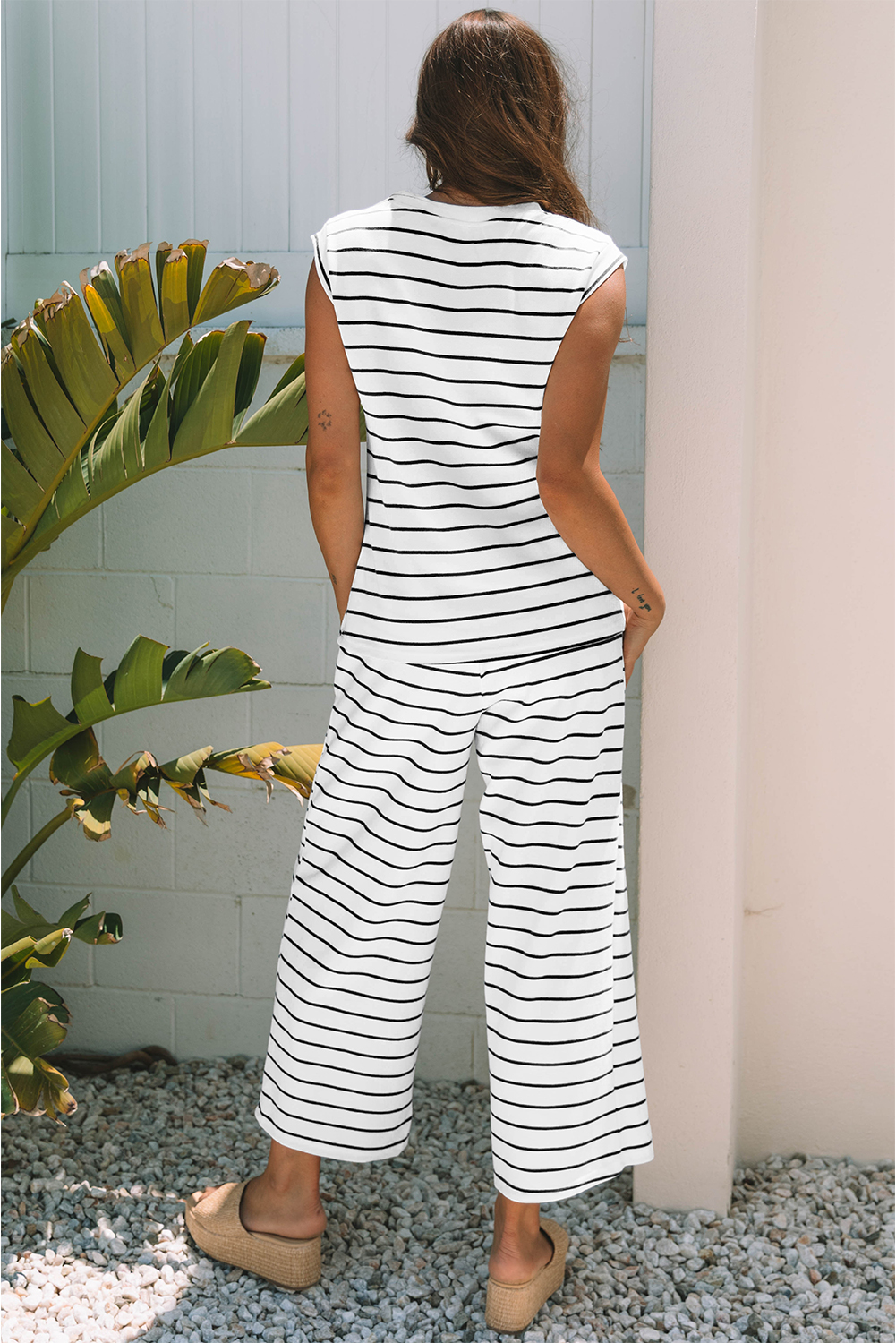 Sail Blue Casual Wide Leg 2pcs Pants Set - loveforevers