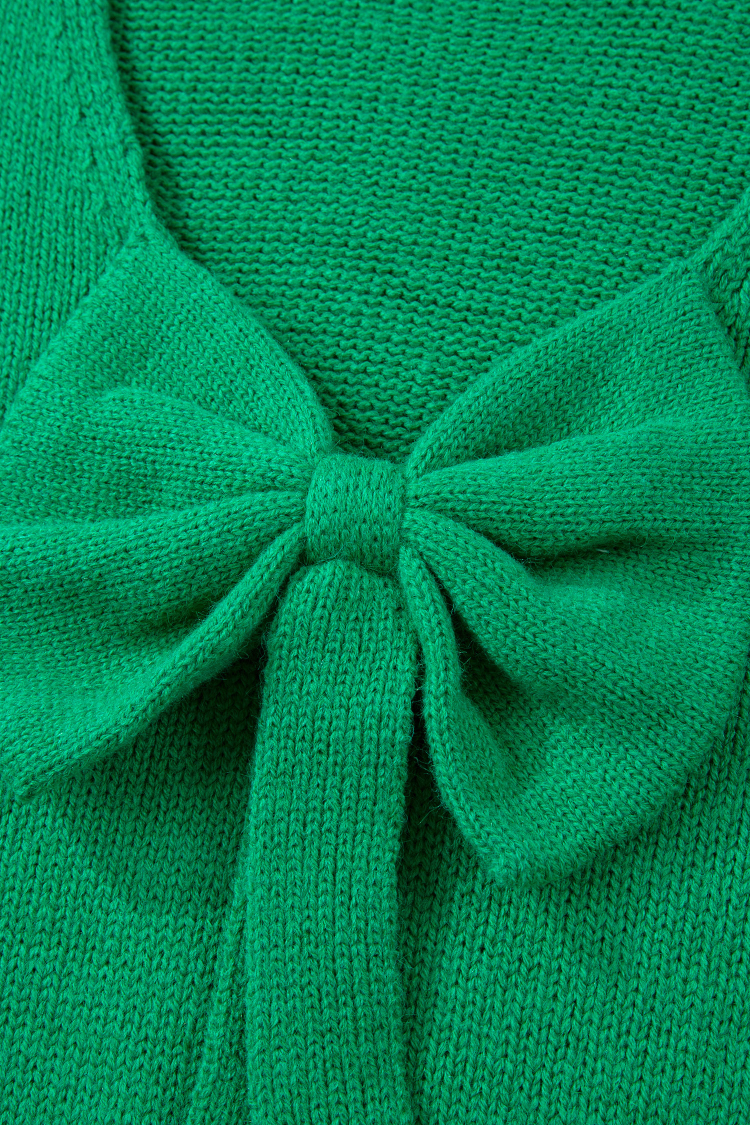 Bonbon Festive Bow Backless Bubble Sleeve Sweater - loveforevers