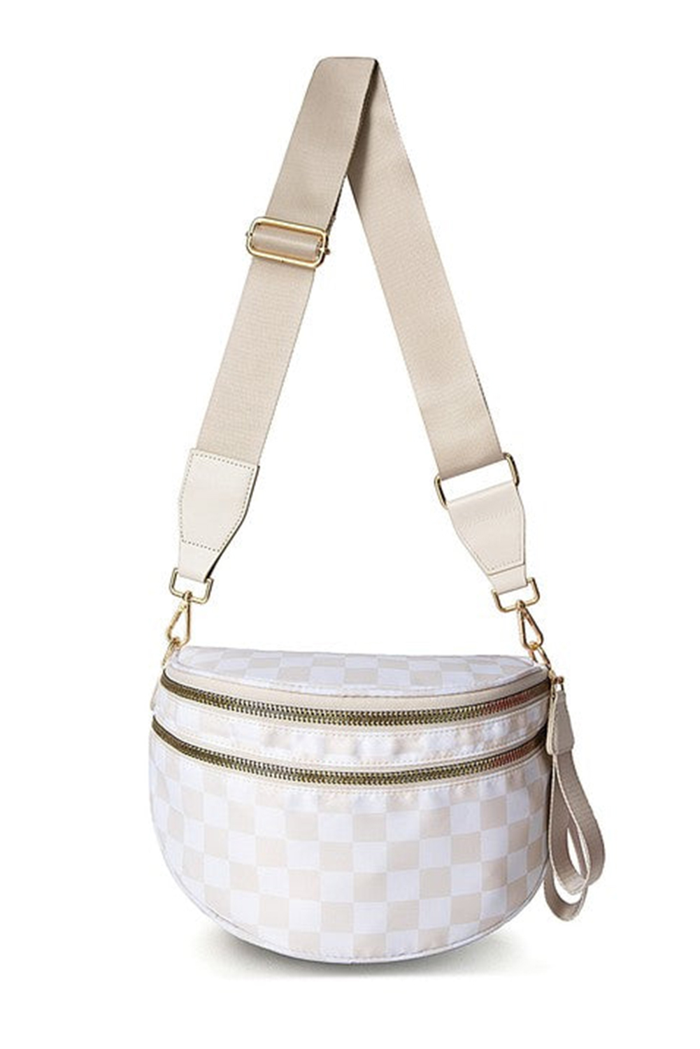 Jungle Green Double Zip Crescent Shape Adjustable Sling Bag - loveforevers