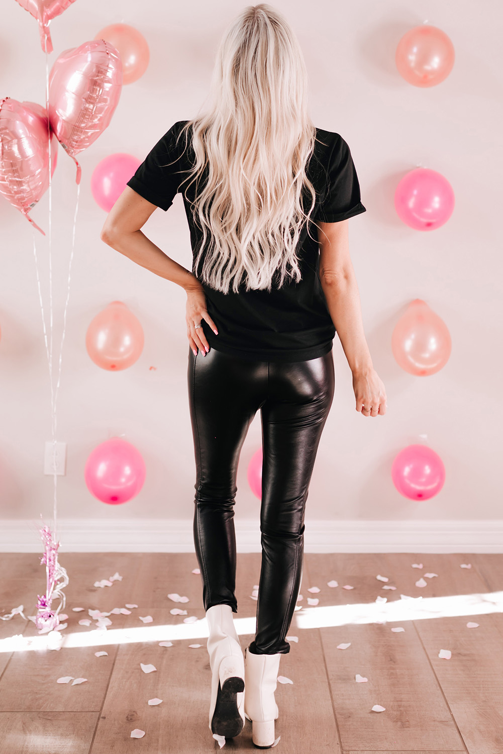 Black Love Heart Shaped Glitter Print T Shirt - loveforevers