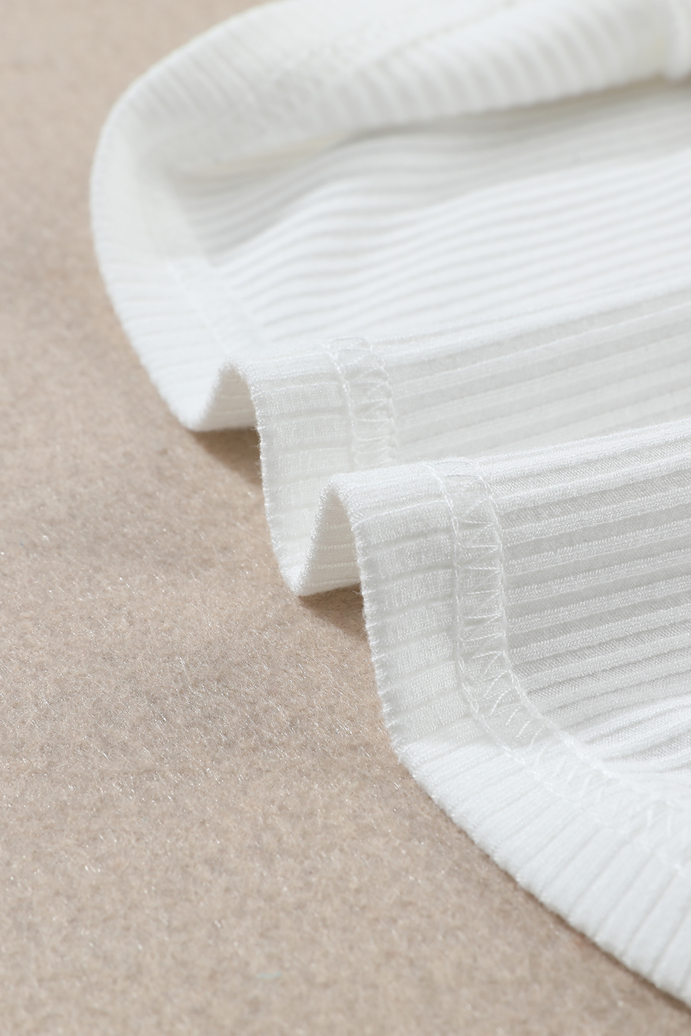 White Ribbed Knit High Neck Long Sleeve Top - loveforevers