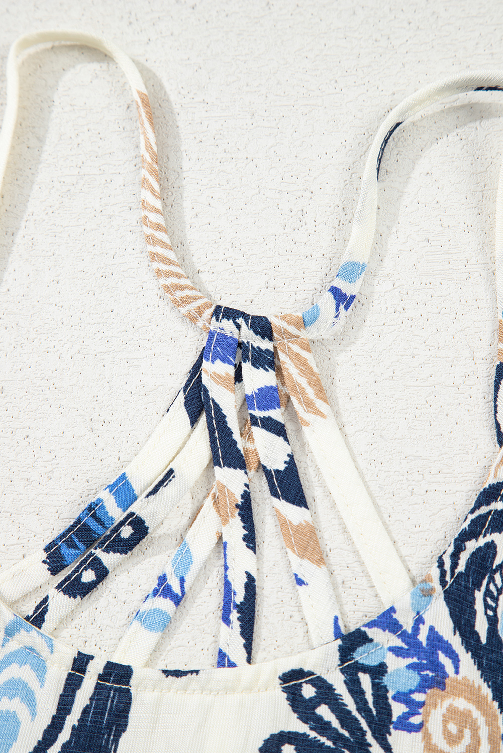 Blue Bohemian Fashion Print Spaghetti Straps Loose Tank - loveforevers