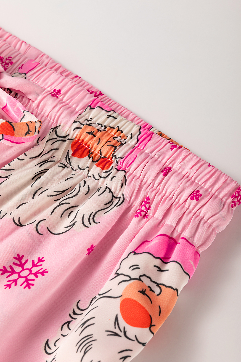 Pink Santa Claus Snowflake Long Sleeve Shirt Christmas Pajama Set - loveforevers