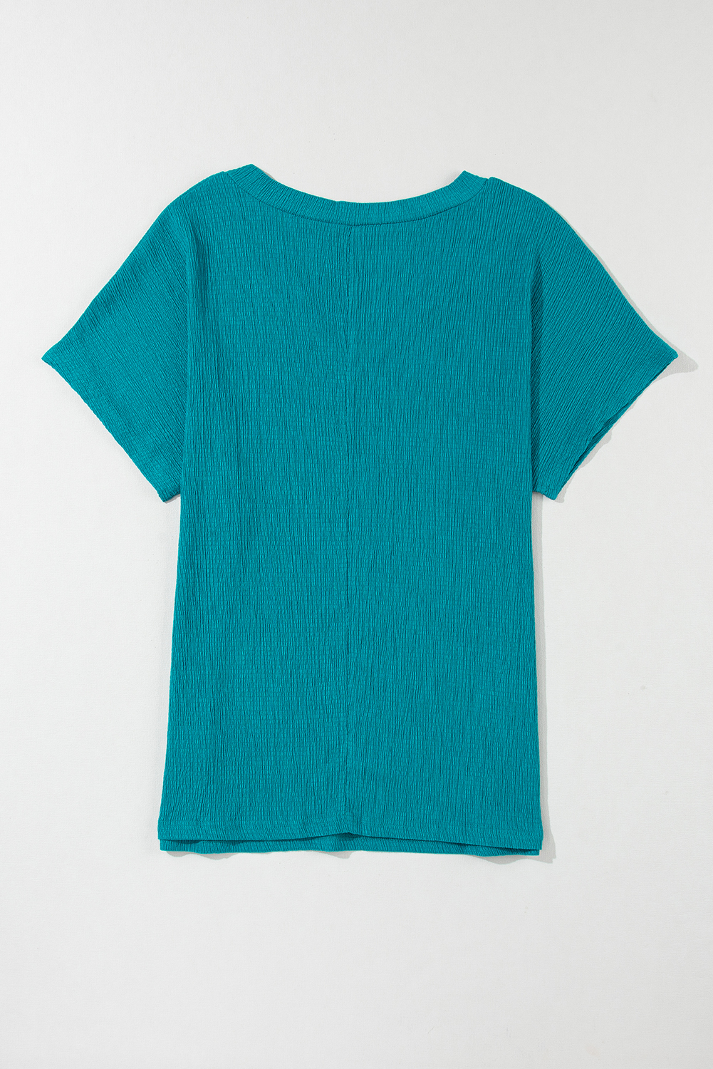 Bright Pink Crinkled V Neck Wide Sleeve T-shirt - loveforevers