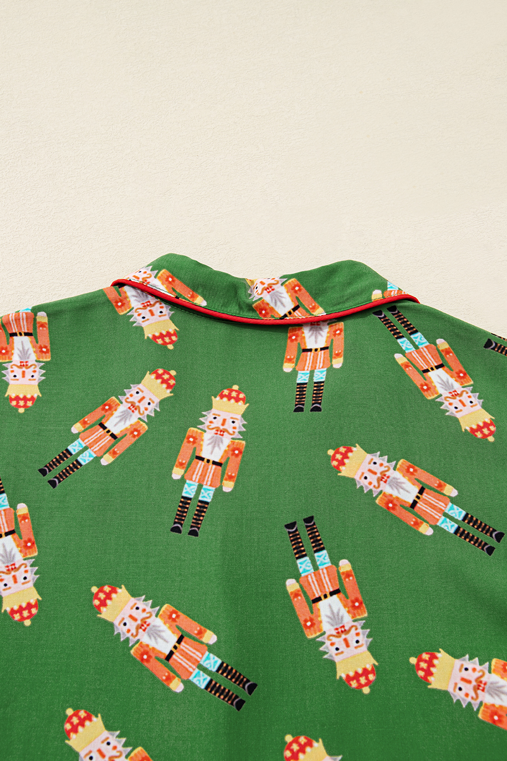 Green Christmas Candy Contrast Trim Bow Knot Silky 2pcs Pajama Set - loveforevers