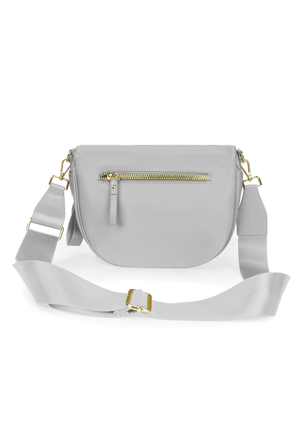 Light Grey Double Zip Crescent Shape Adjustable Sling Bag - loveforevers