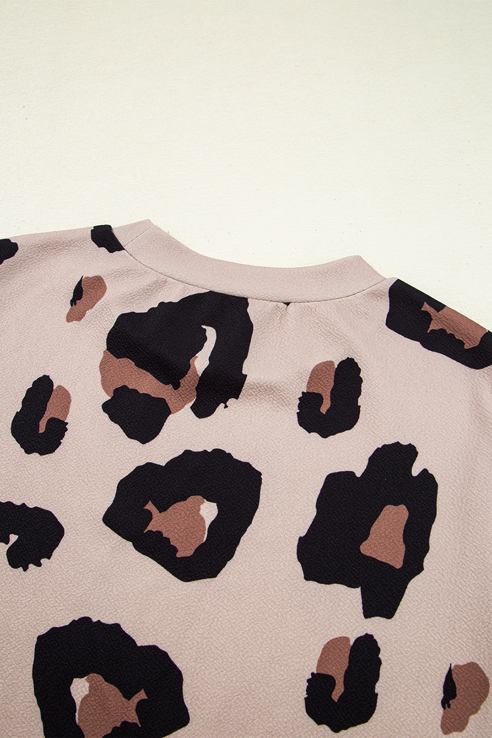 Khaki Leopard Crew Neck Cap Sleeve Casual Tee - loveforevers