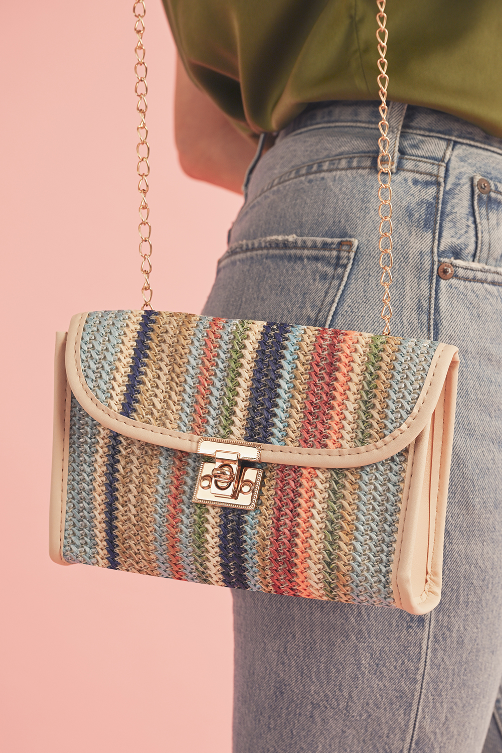 Iceland Blue Striped Crochet Flapped Single Shoulder Bag - loveforevers