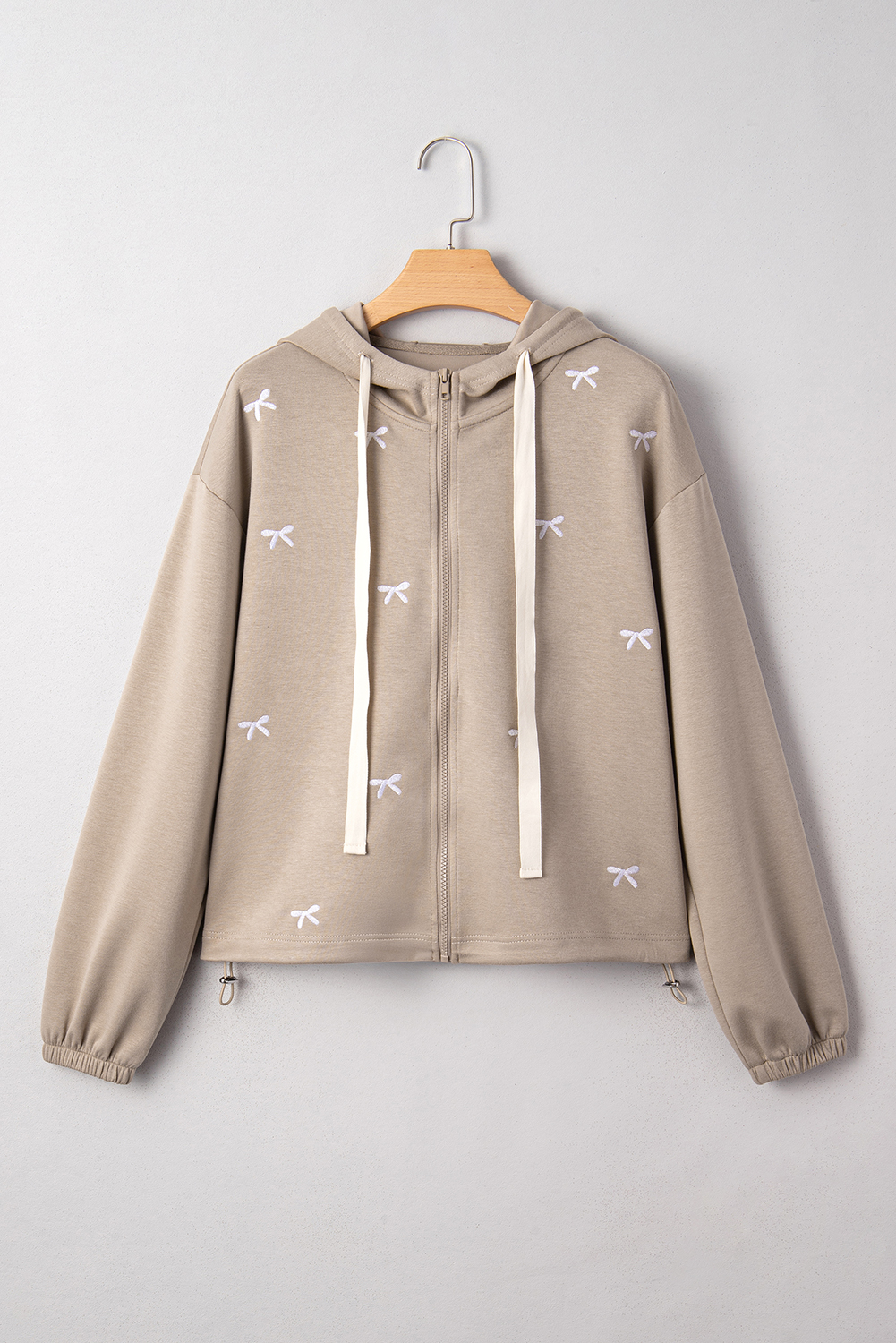 Goat Contrast Bow Embroidered Zip Up Jacket Hoodie - loveforevers