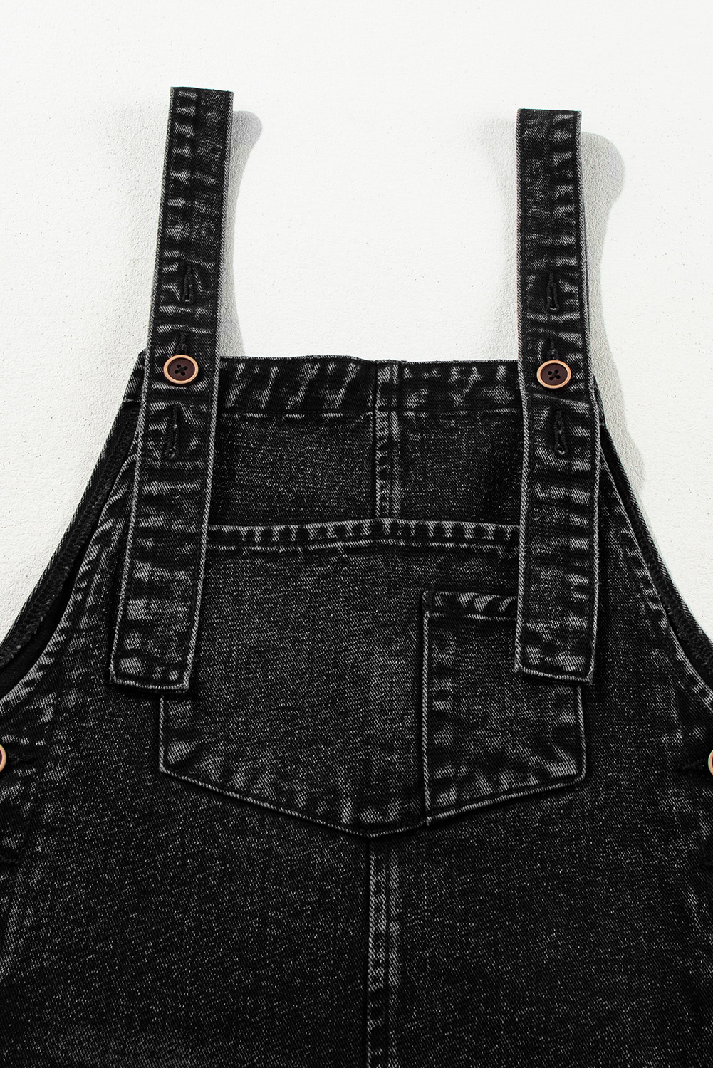 Stone Blue Distressed Bib Pocket Wide Leg Denim Overall - loveforevers