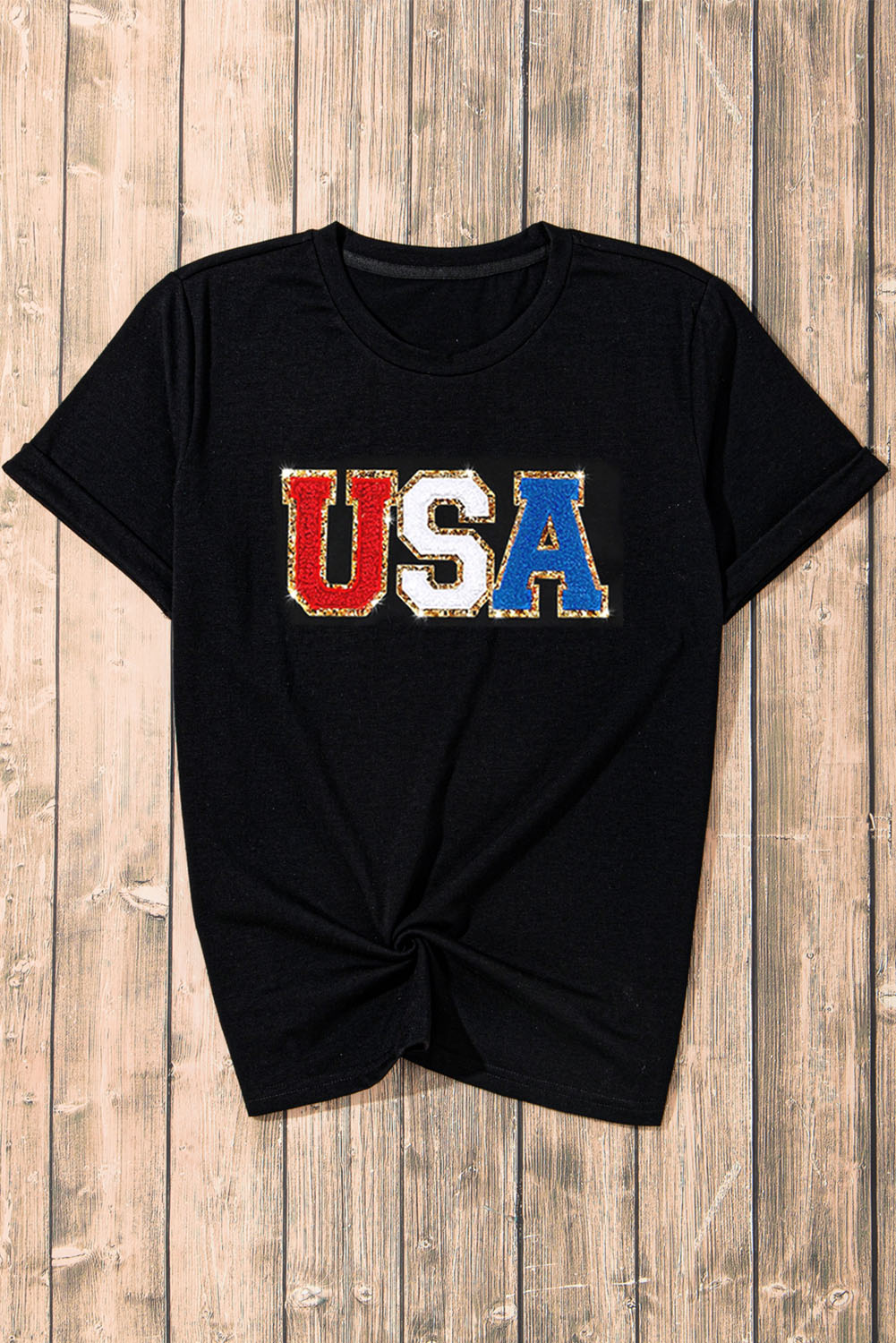 Gray Blooming USA Flag Print Casual T Shirt - loveforevers