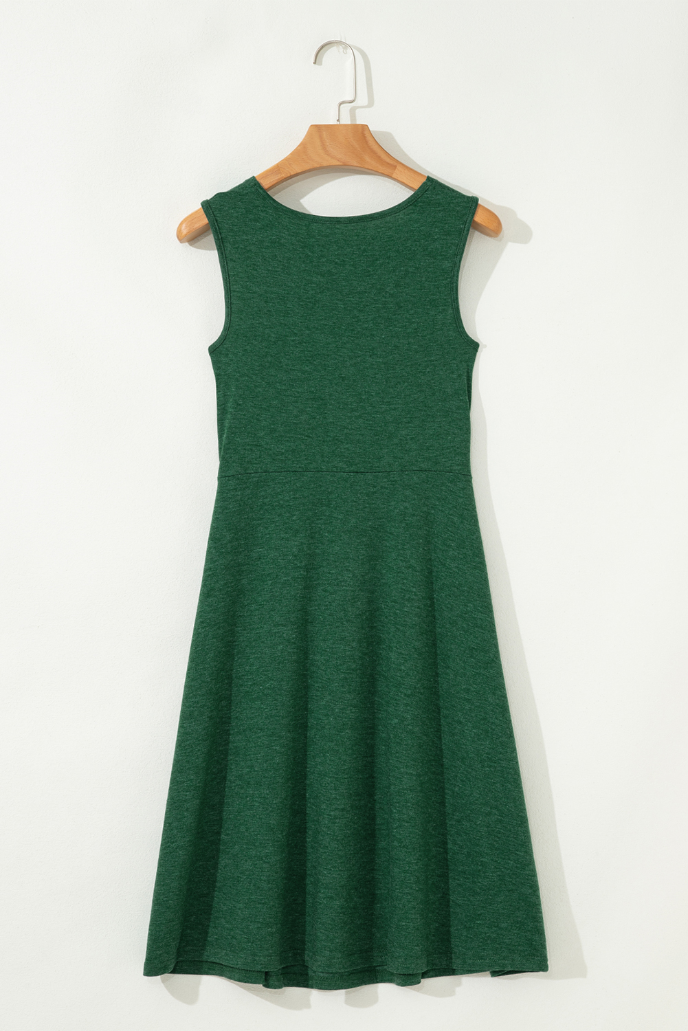 Blackish Green Twisted Bust V Neck Sleeveless Dress - loveforevers