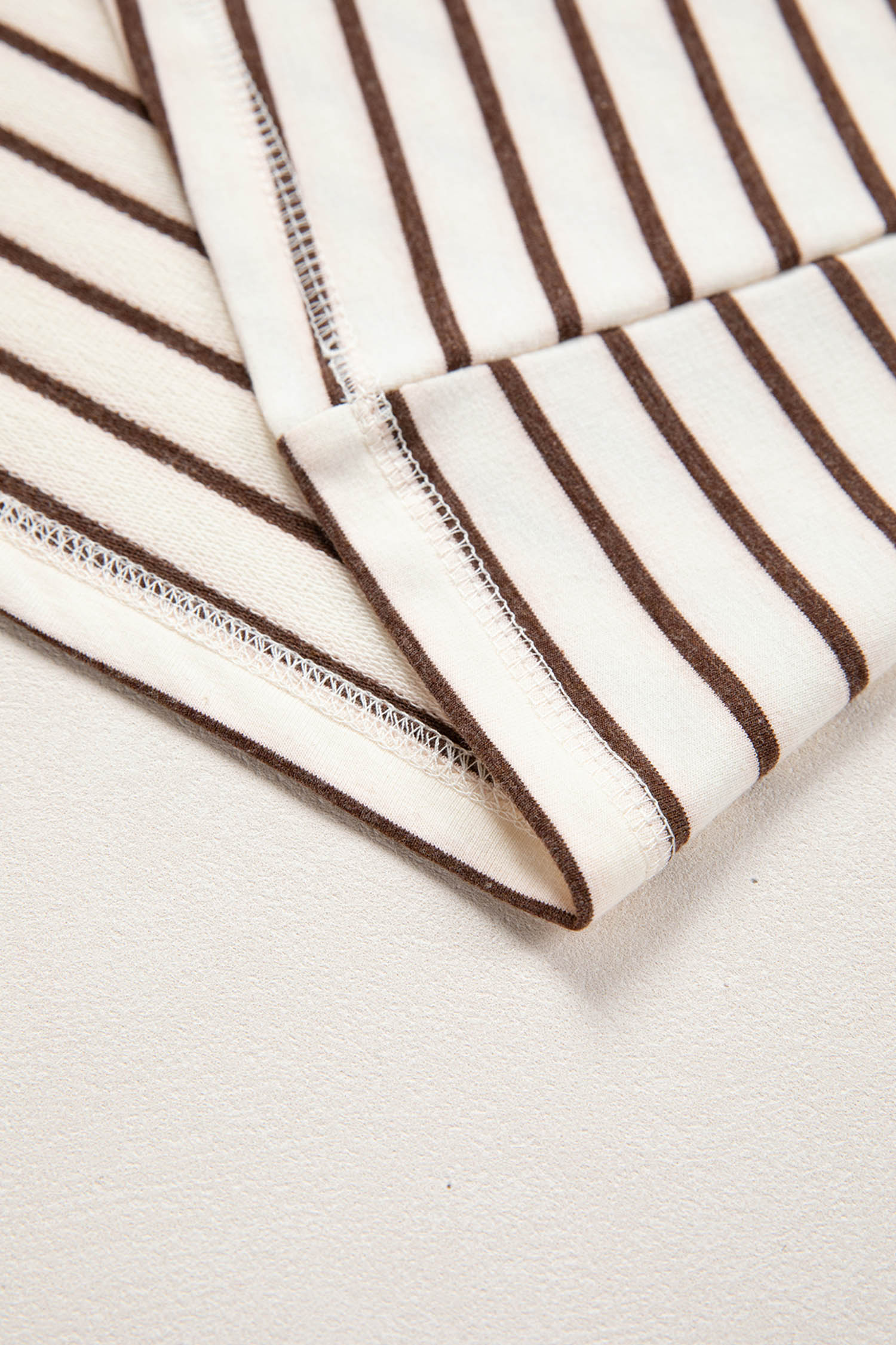 Brown Stripe Ribbed Round Neck Trim Loose Tank Top - loveforevers