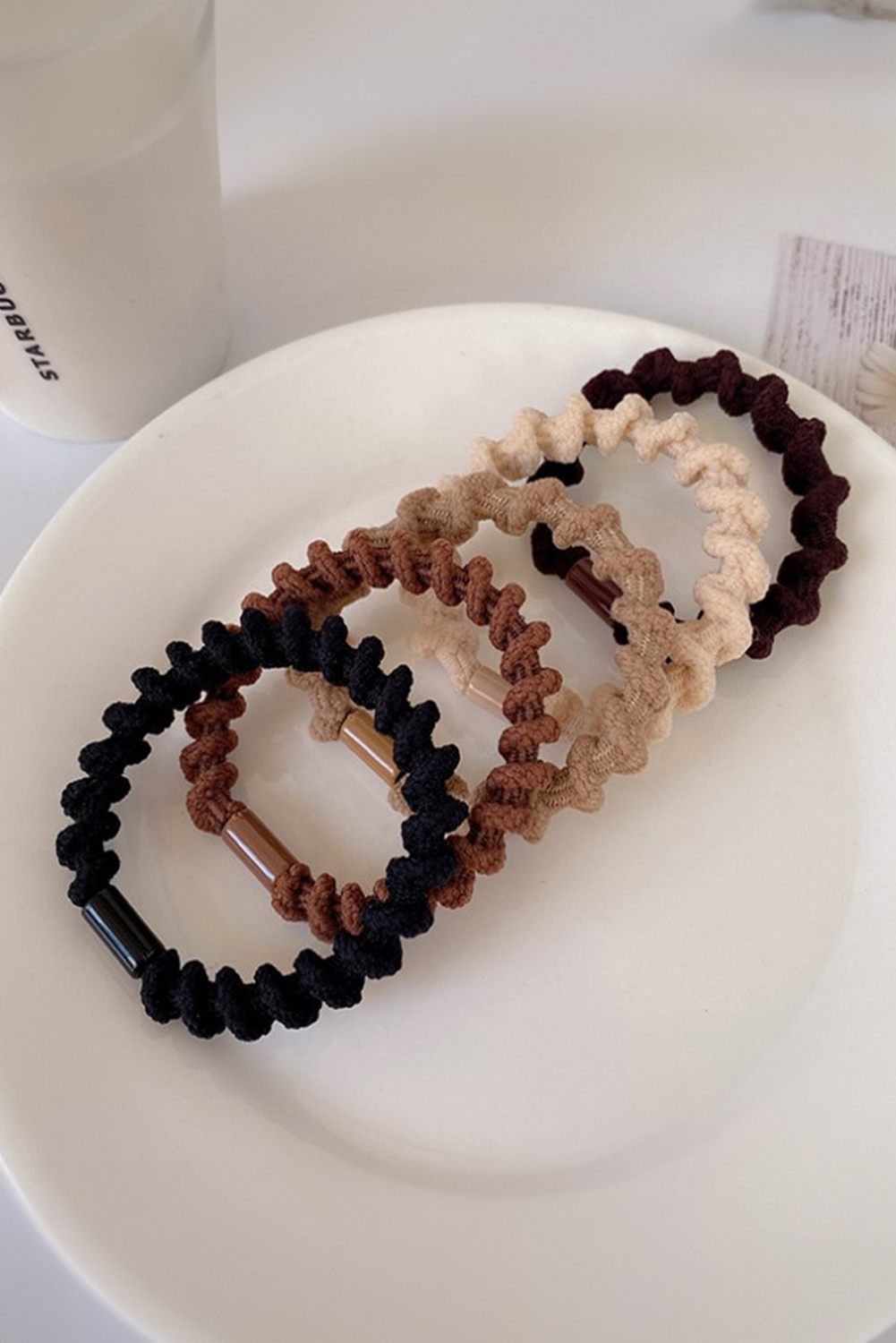Coffee 5pcs Spiral High Elastic Hair Tie - loveforevers