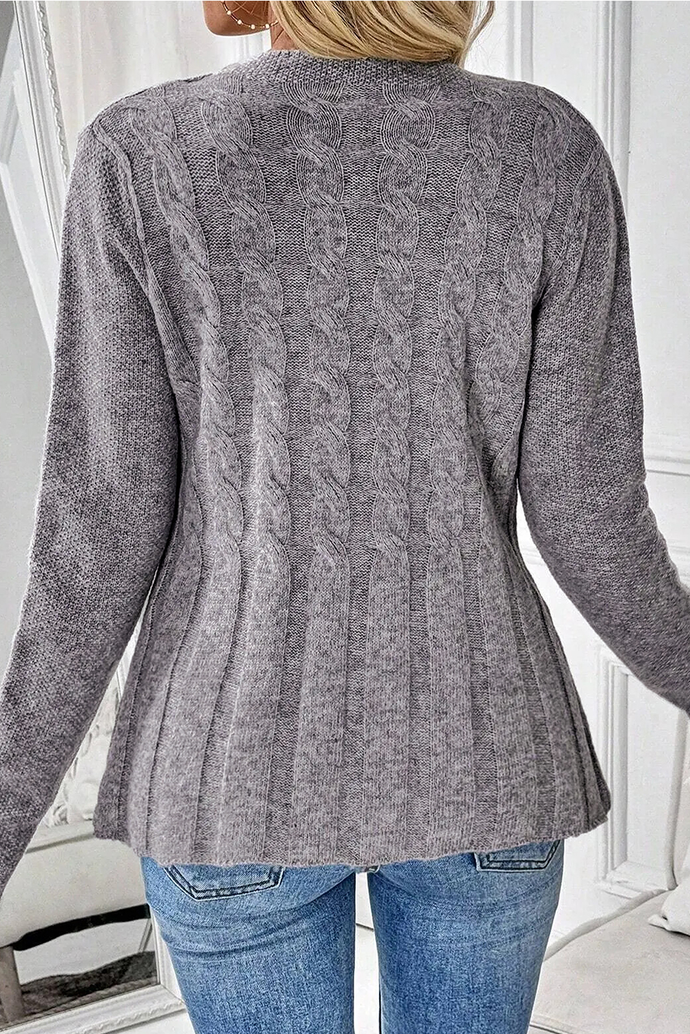 High Cable Knit Cardigan Sweater - loveforevers