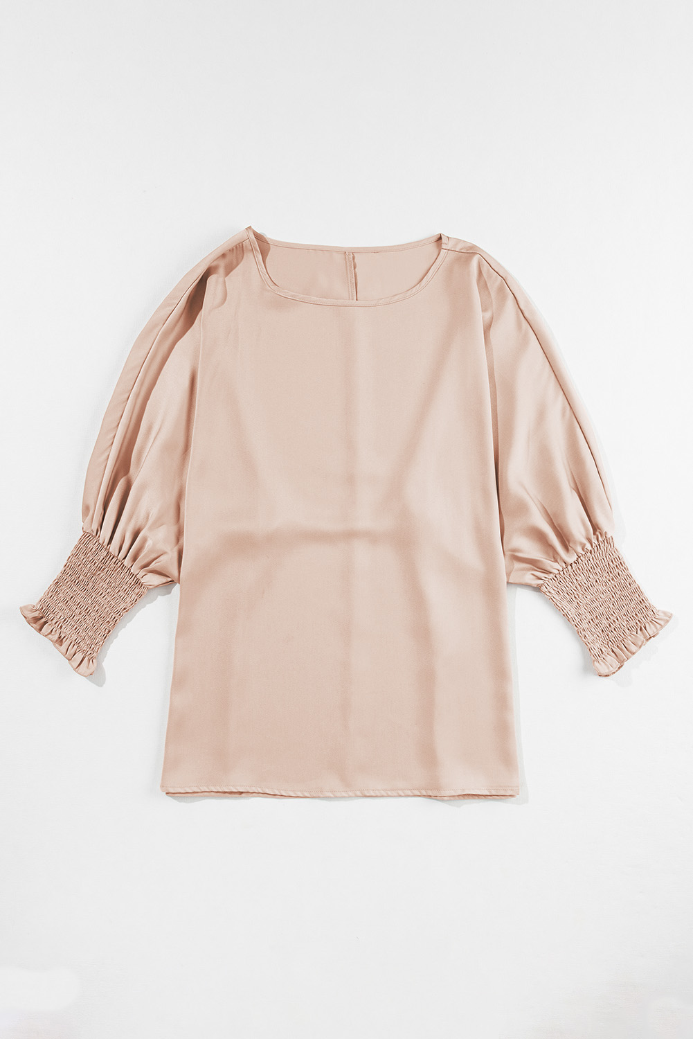 Smoke Gray Shirred Dolman Sleeve Satin Blouse - loveforevers