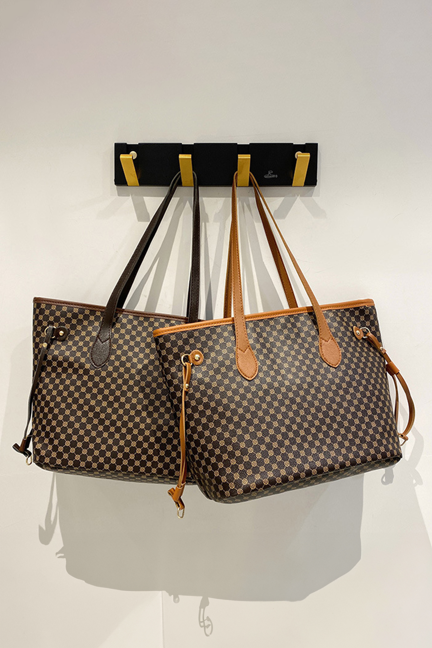 Coffee Luxury Fashion Print PU Leather Versatile One Shoulder Tote Bag - loveforevers