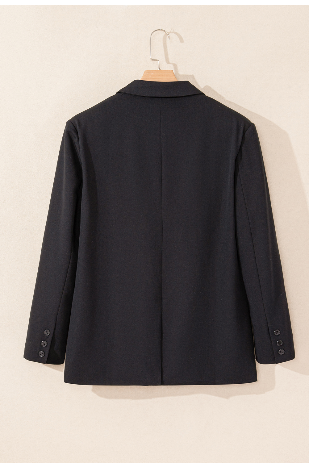 Black Lapel Flap Pocket Buttoned Blazer - loveforevers