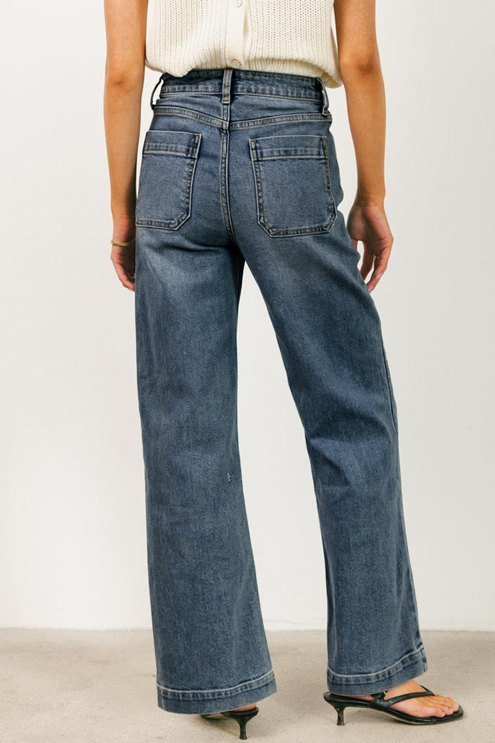 Real Teal Square Patch Pocket High Rise Shift Jeans - loveforevers