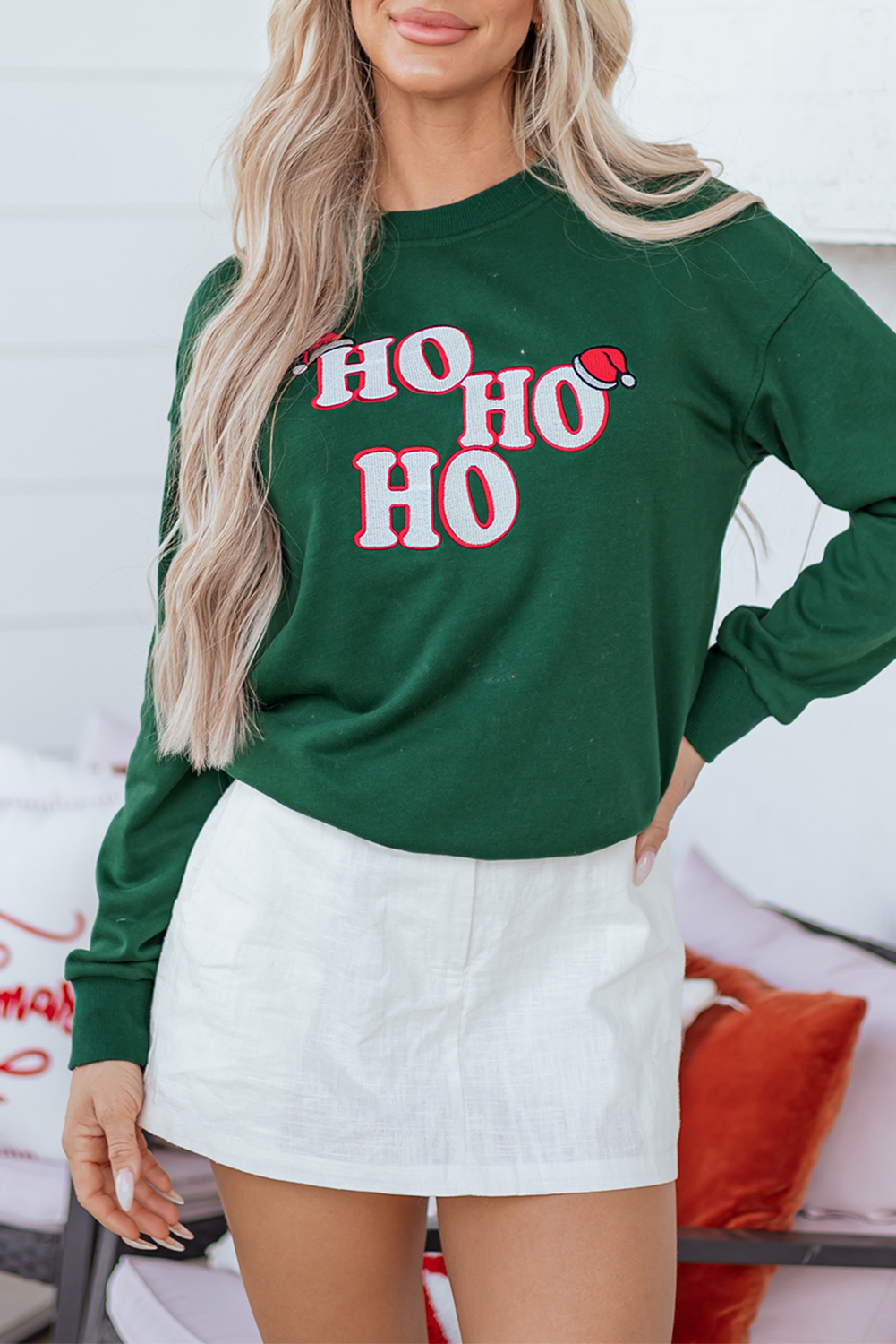 Evergreen Embroidered Letter Graphic Christmas Fashion Sweatshirt - loveforevers
