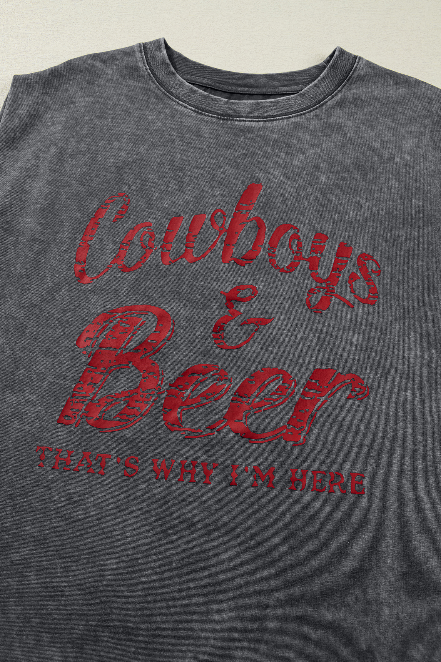 Smoke Gray Cowboy & Beer Western Graphic Mineral Wash Tank Top - loveforevers