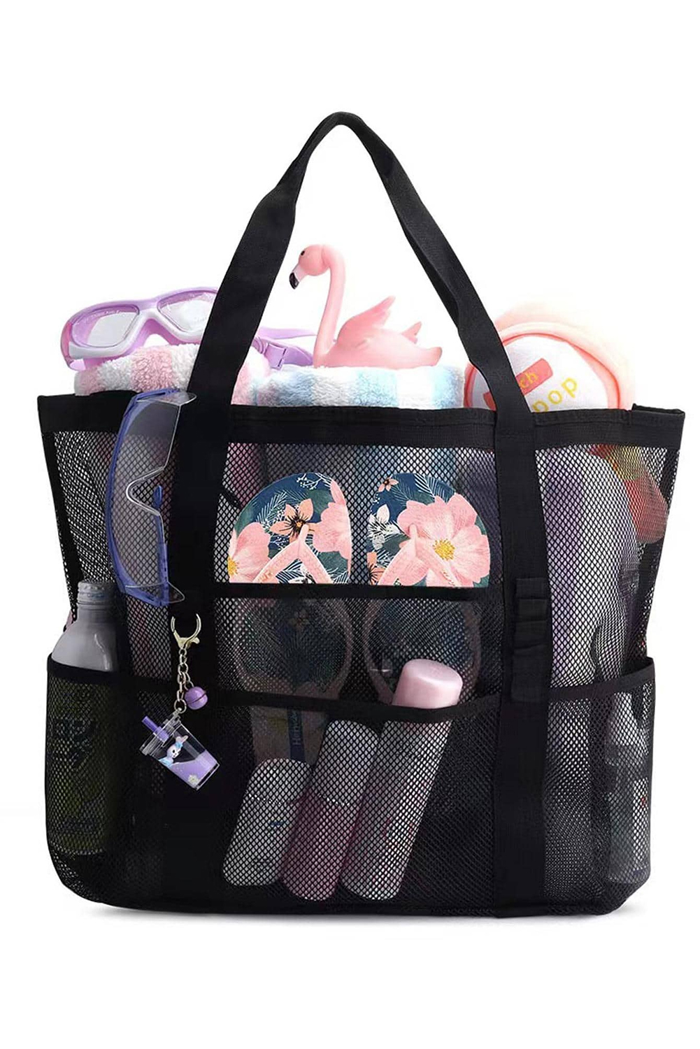 Black Multi-pocket Large Mesh Tote Bag - loveforevers