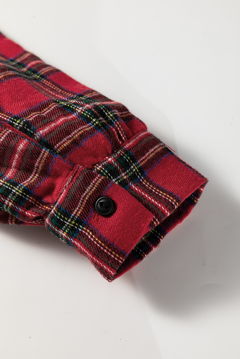 Red Plaid Shirt Collar Half Button Ruffle Hem Long Sleeve Mini Dress - loveforevers