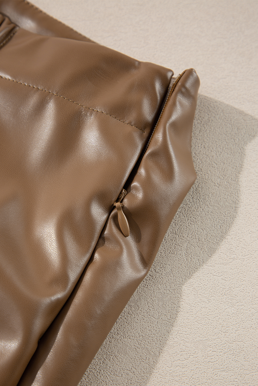 Coffee Bowknot Faux Leather Mini Skirt - loveforevers