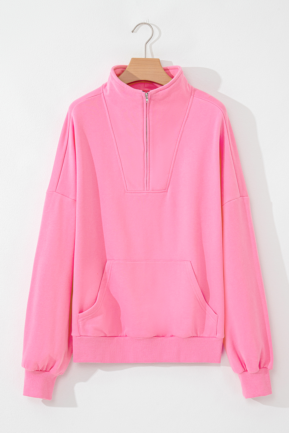 Bonbon Zip-up Stand Neck Kangaroo Pocket Sweatshirt - loveforevers