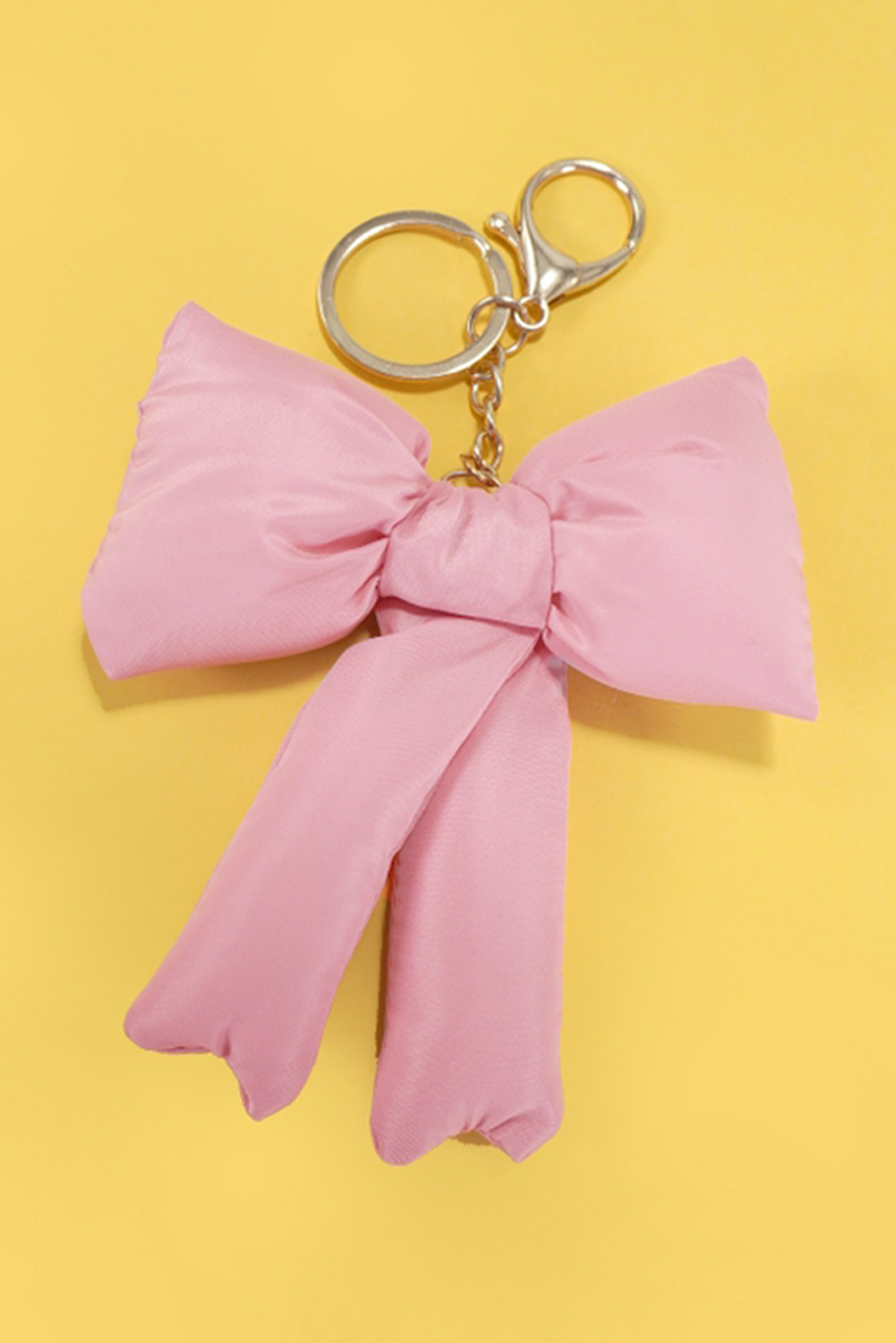 Pink Gingham Puffer Bow Knot Bag Pendant Keychain - loveforevers