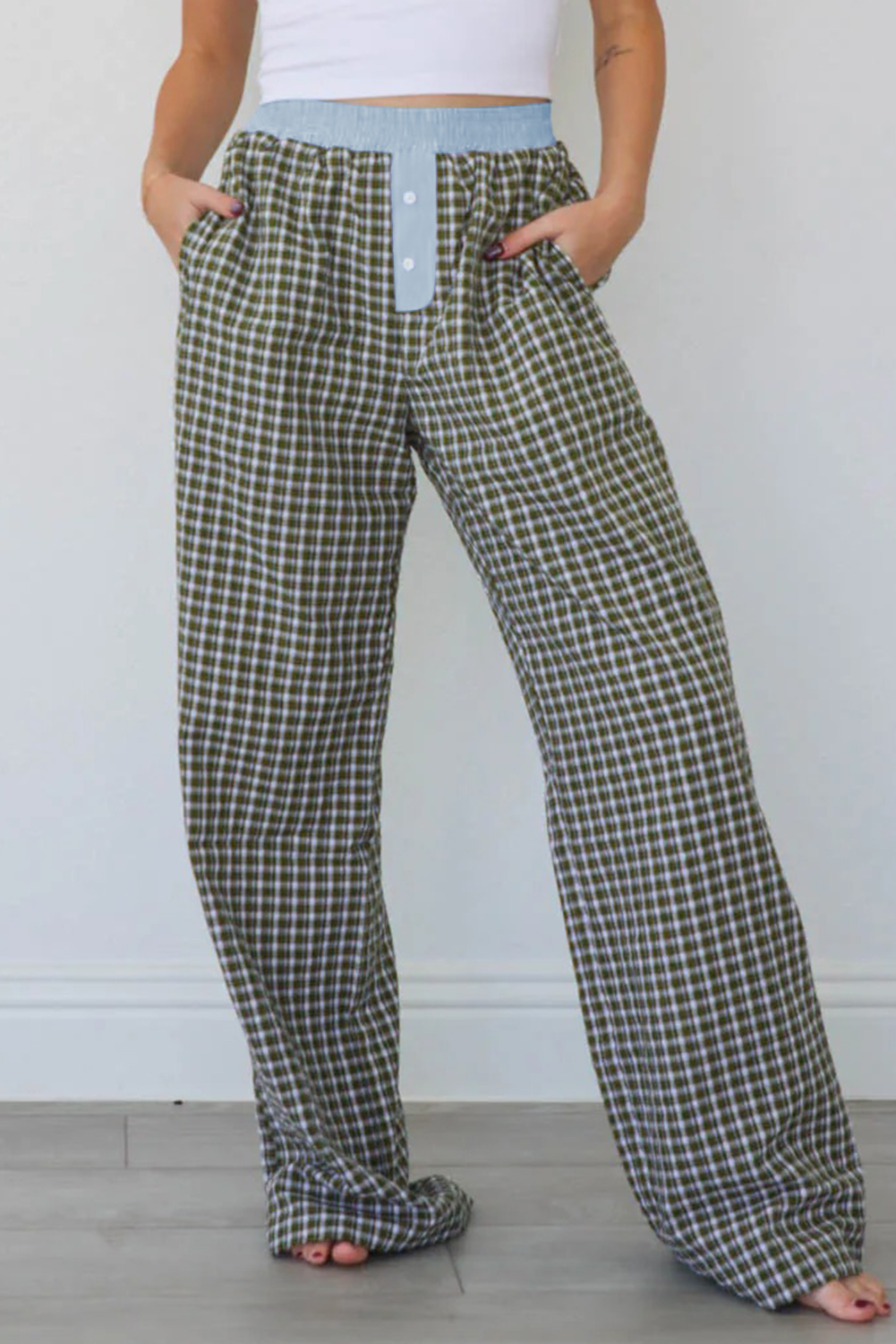 Brown Preppy Gingham Boxer Pants - loveforevers