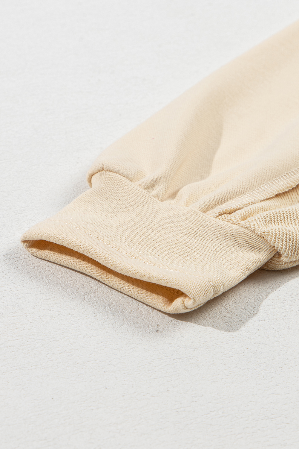 Beige Splicing Round Neck Pullover Sweatshirt - loveforevers