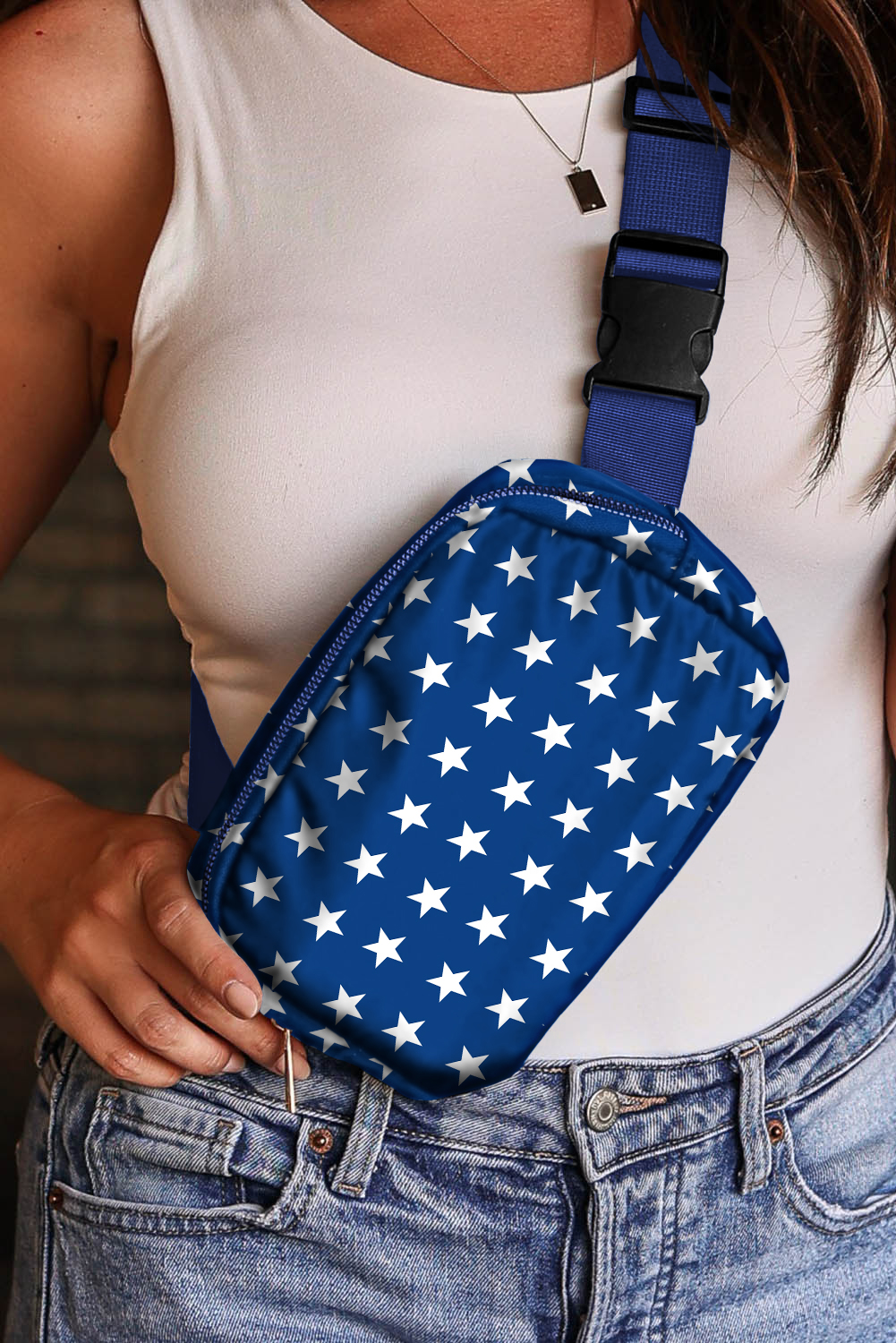 Bluing Independent Day Flag Star Printed Crossbody Bag - loveforevers