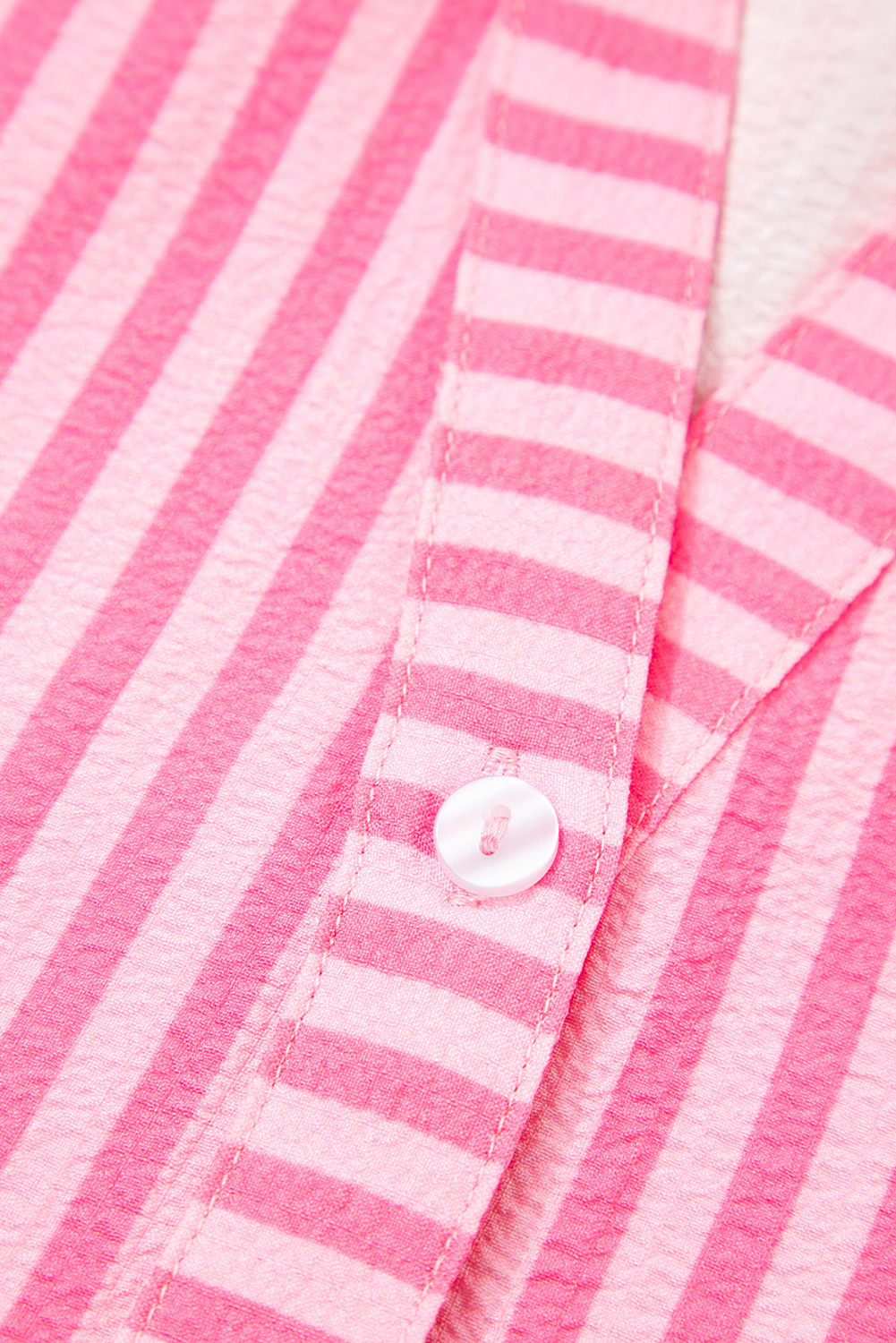 Pink Stripe Flare Sleeve Half Placket Tiered Flowy Mini Dress - loveforevers