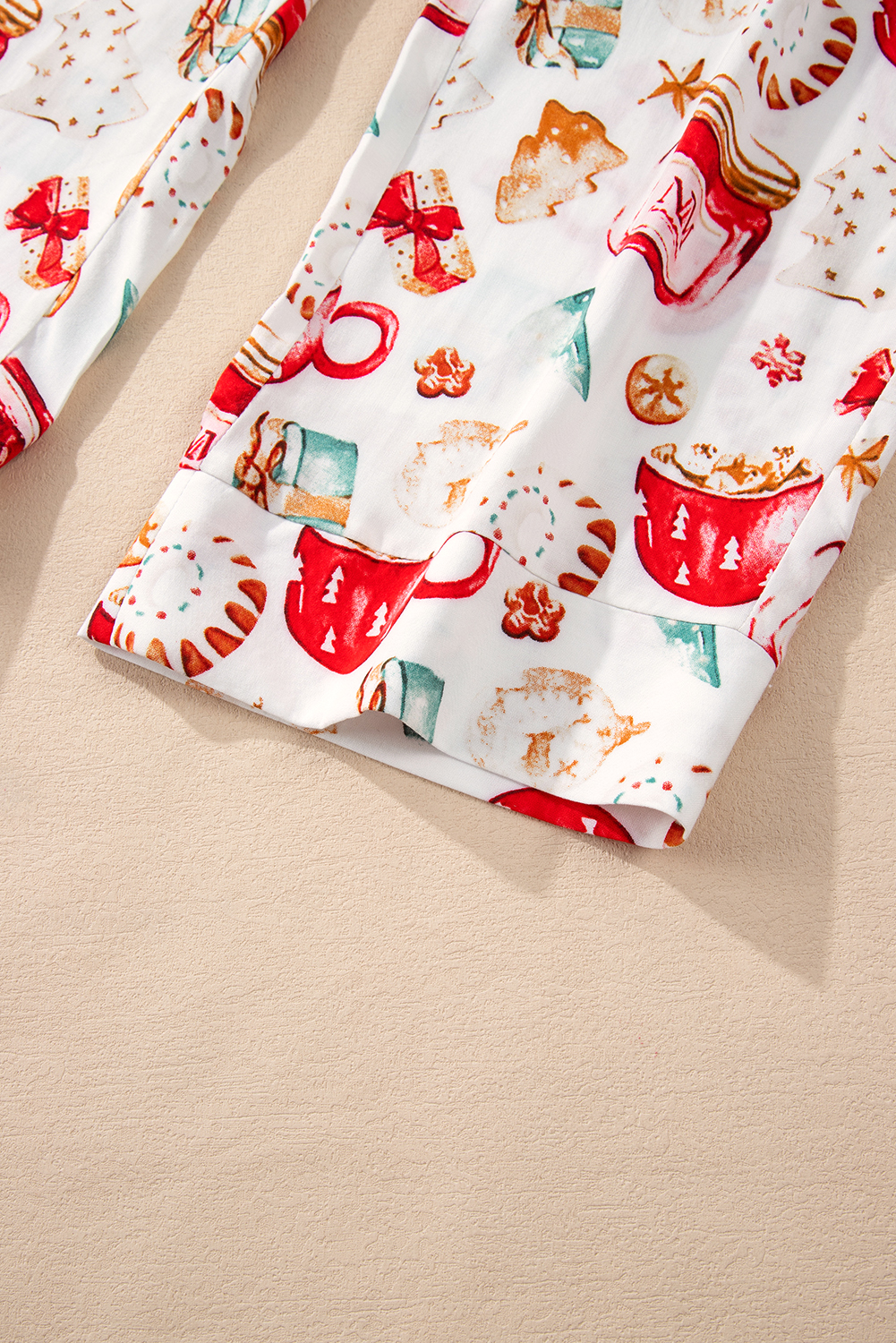 White Christmas Pattern Long Sleeve Shirt and Pants Pajama Set - loveforevers