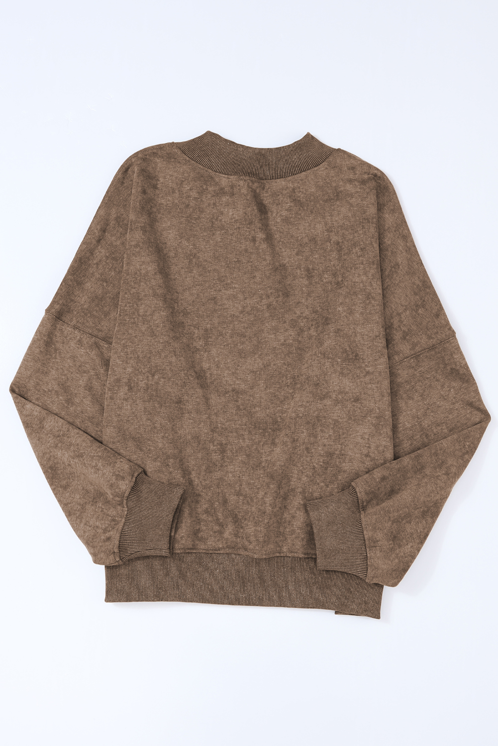 Brown Drop Shoulder Crew Neck Pullover Sweatshirt - loveforevers