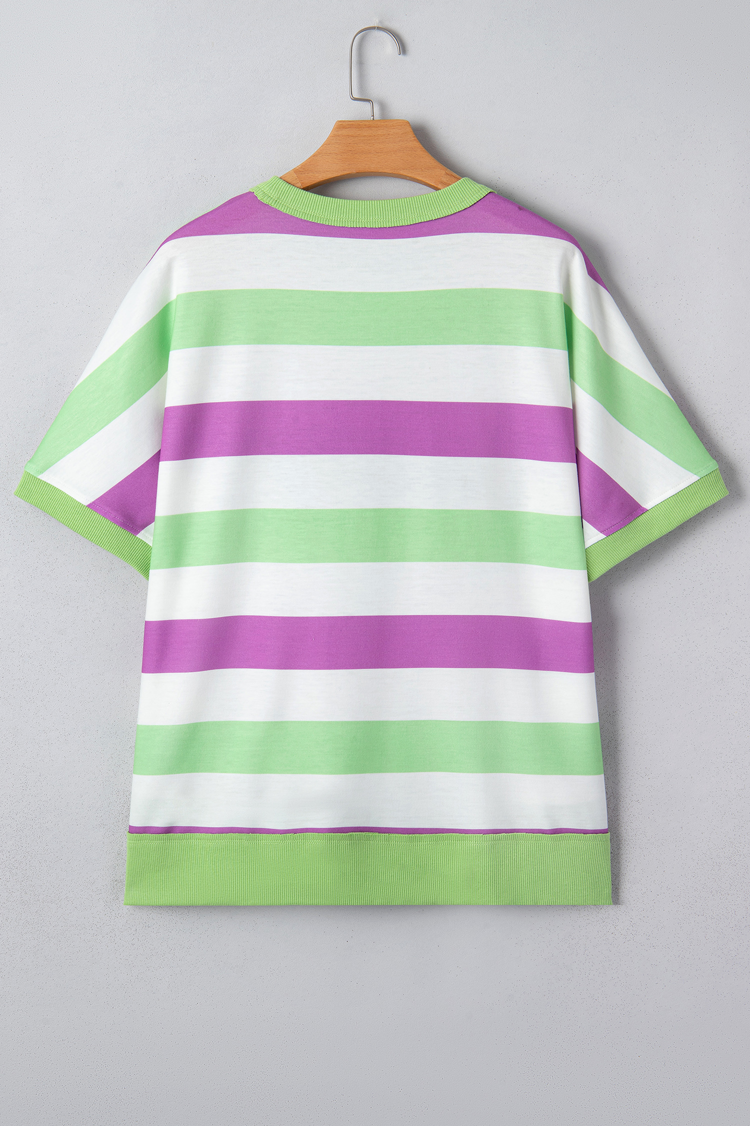Green Stripe Lucky Clover Embroidered Graphic Dolman Loose Tee - loveforevers